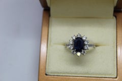 2.25 Carat Sri Lanka Blue Sapphire and Diamonds White 18 Karat Gold Ring