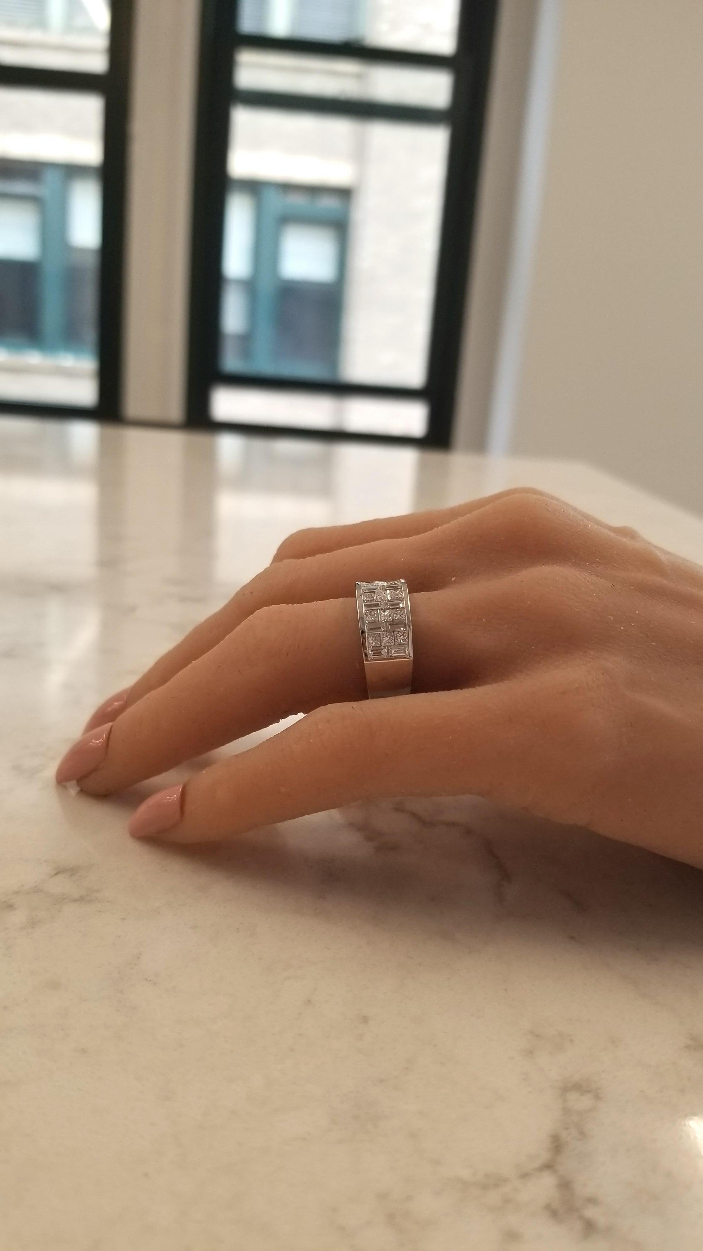 2.25 Carat Total Princess Cut Diamond Cocktail Ring in 18 Karat White Gold In New Condition In Chicago, IL