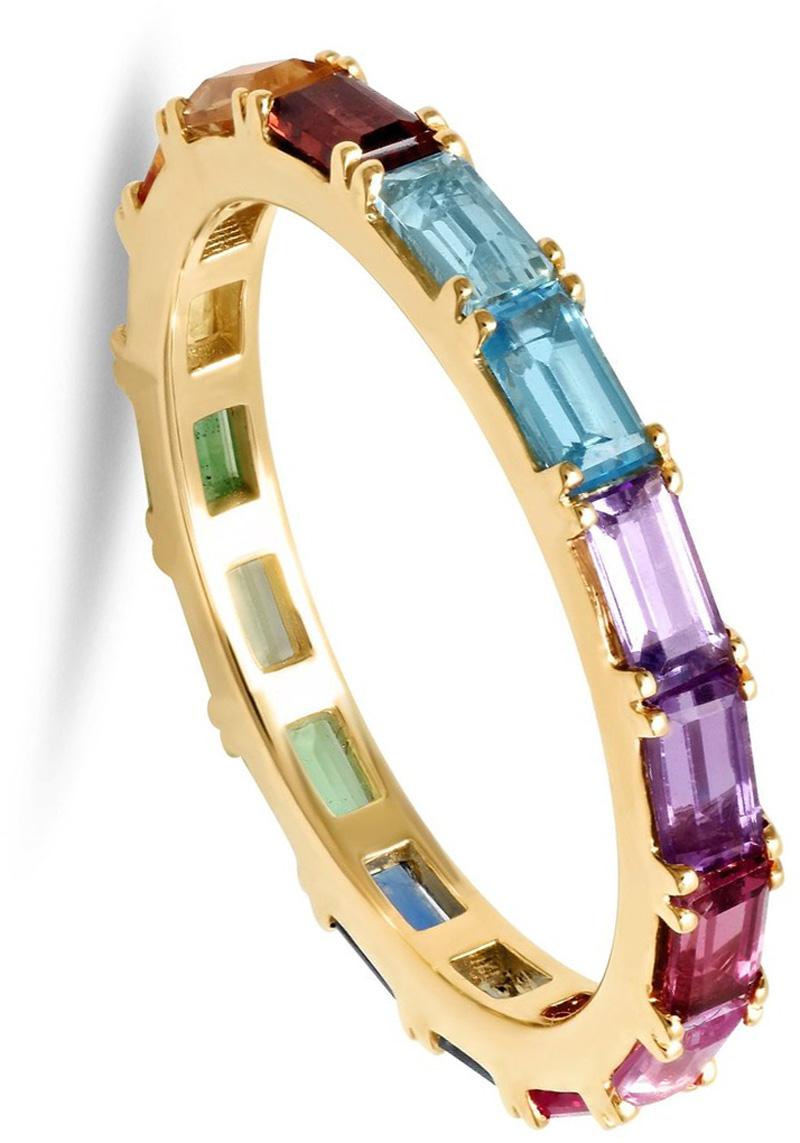 Contemporary 2.25 Carat TW 14 Karat Gold Rainbow Baguette Eternity Band, Ben Dannie