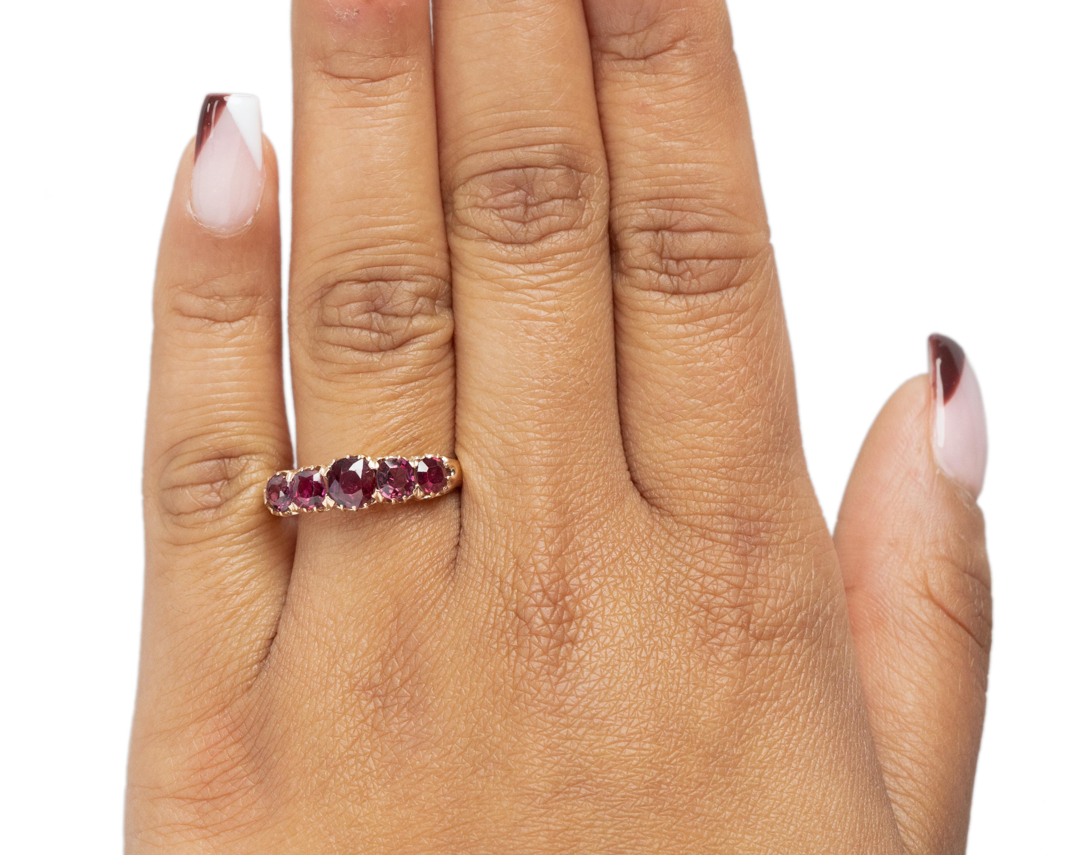 Women's 2.25 Carat Victorian Rubies 14 Karat Rose Gold Engagement Ring, VEG#1811