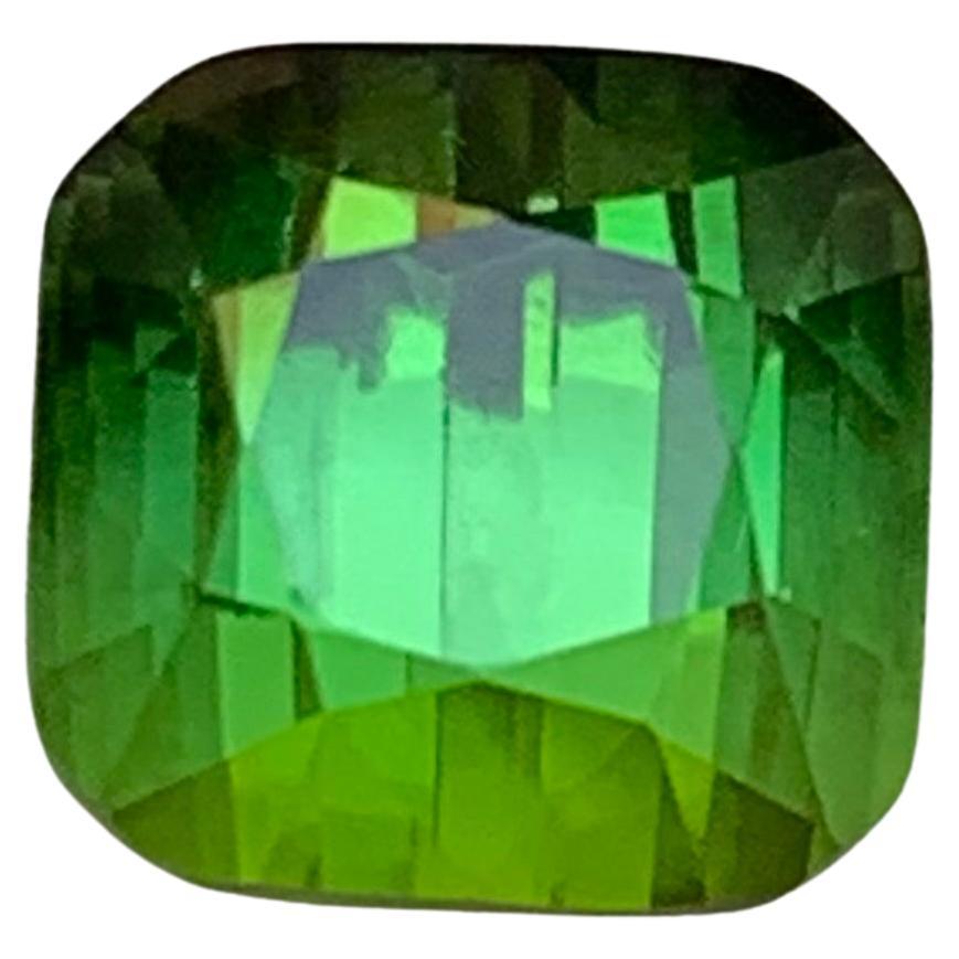 2.25 Carat Vivid Green Natural Tourmaline Cushion Cut Loose Gemstone for Ring