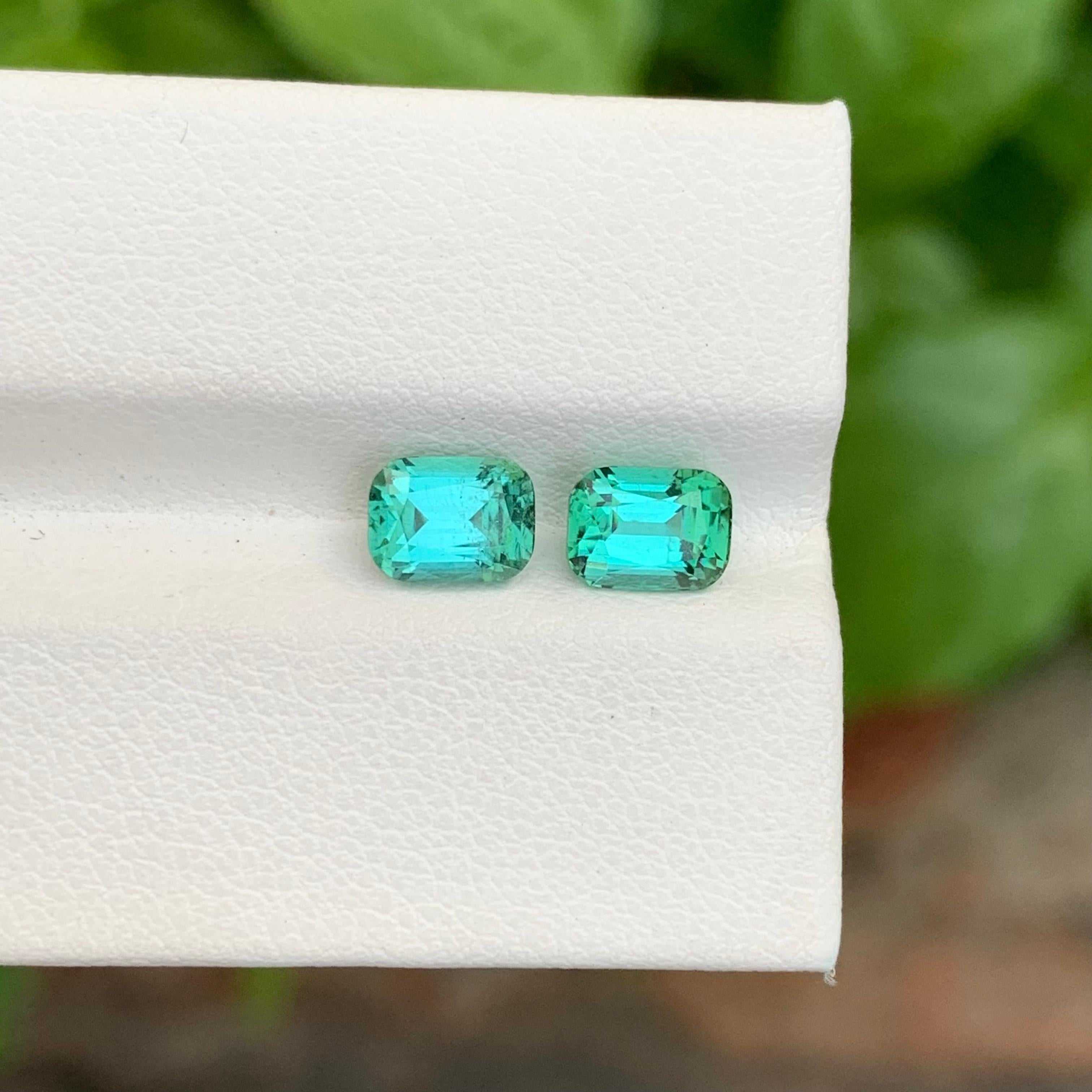 2,25 Quilates Pareja Turmalina Verde Azulada Piedra Natural Para Pendientes Joyería en venta 6