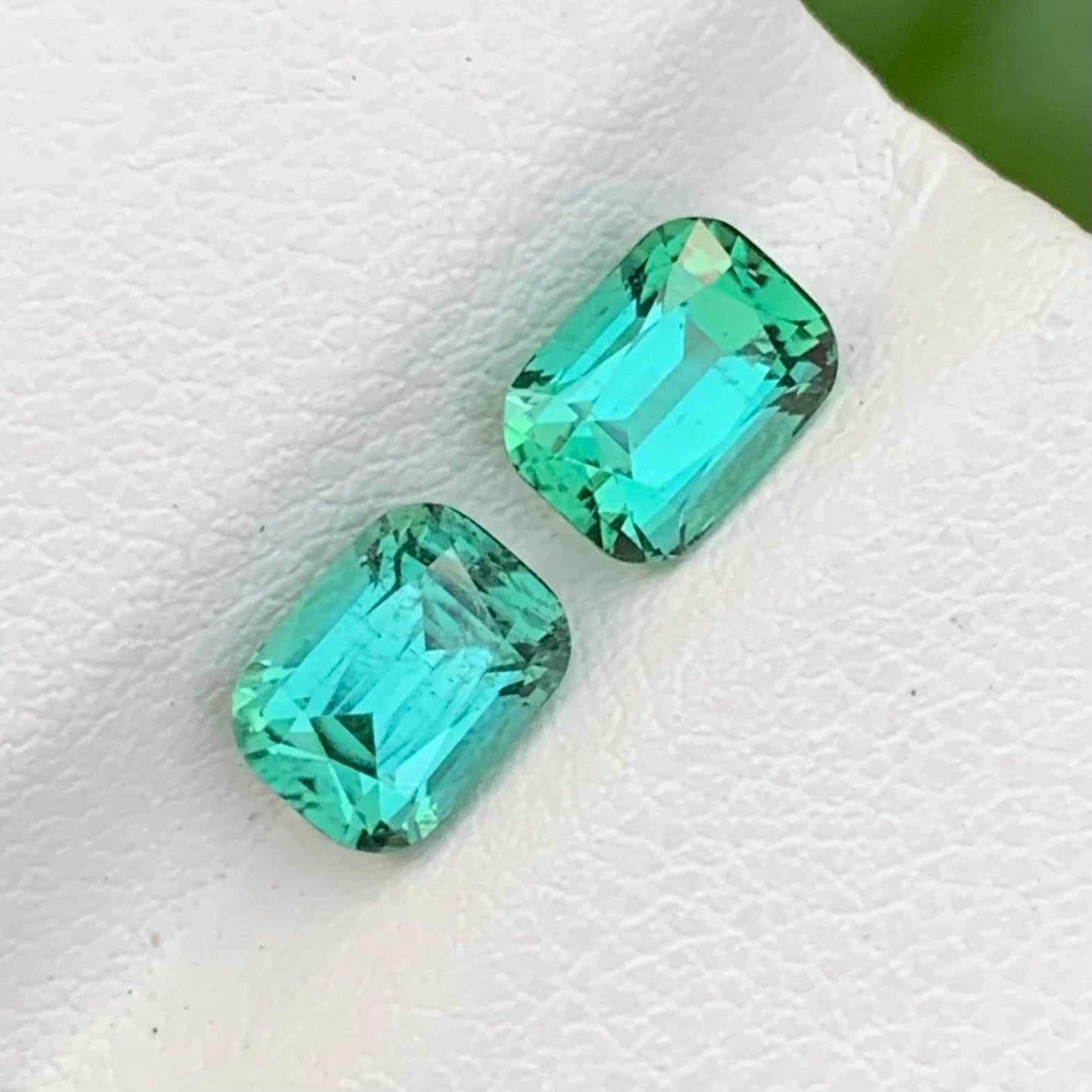 2,25 Quilates Pareja Turmalina Verde Azulada Piedra Natural Para Pendientes Joyería en venta 9