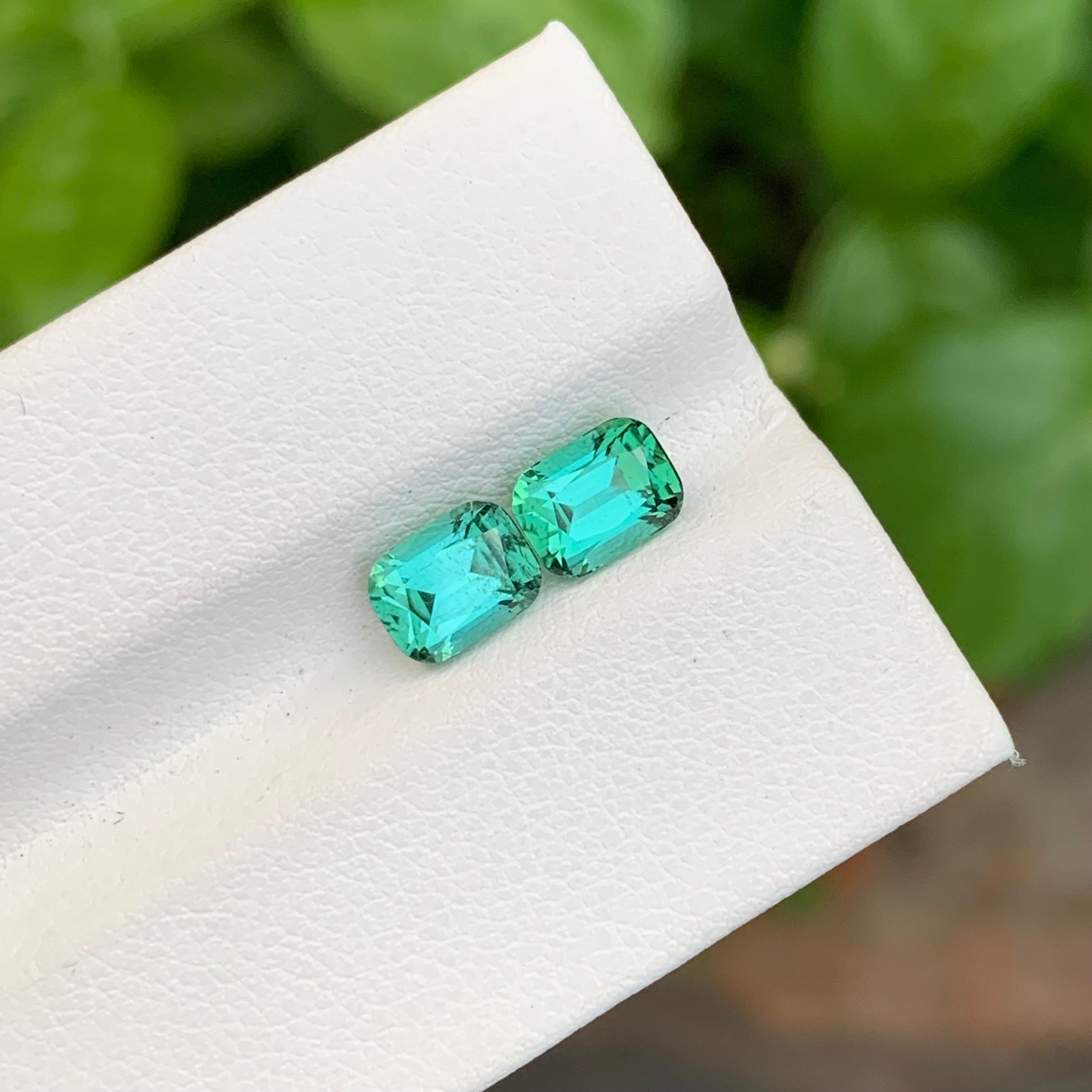 2,25 Quilates Pareja Turmalina Verde Azulada Piedra Natural Para Pendientes Joyería Artes y manualidades en venta