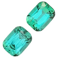 2.25 Carats Bluish Green Tourmaline Pair Natural Gemstone For Earrings Jewellery