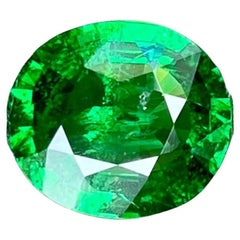 Pierre précieuse kenyanonaise taille ovale grenat tsavorite vert feuille de 2,25 carats