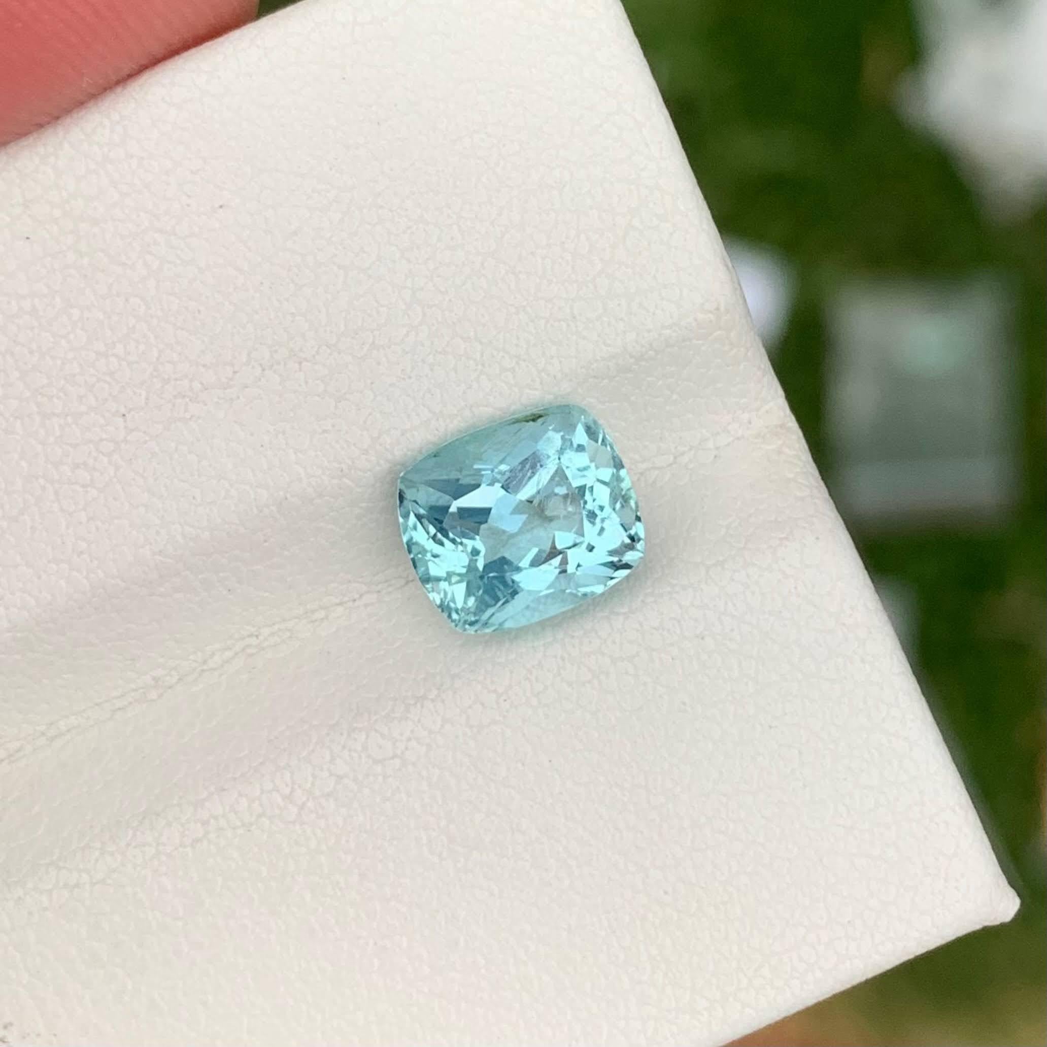 Weight 2.25 carats 
Dimensions 8.6x7.4x5.6 mm
Treatment none 
Origin Nigeria 
Clarity SI 
Shape cushion 
Cut faceted 




This exquisite 2.25 carats Light Blue Aquamarine, cut into a refined Cushion shape, showcases the natural beauty of Nigerian