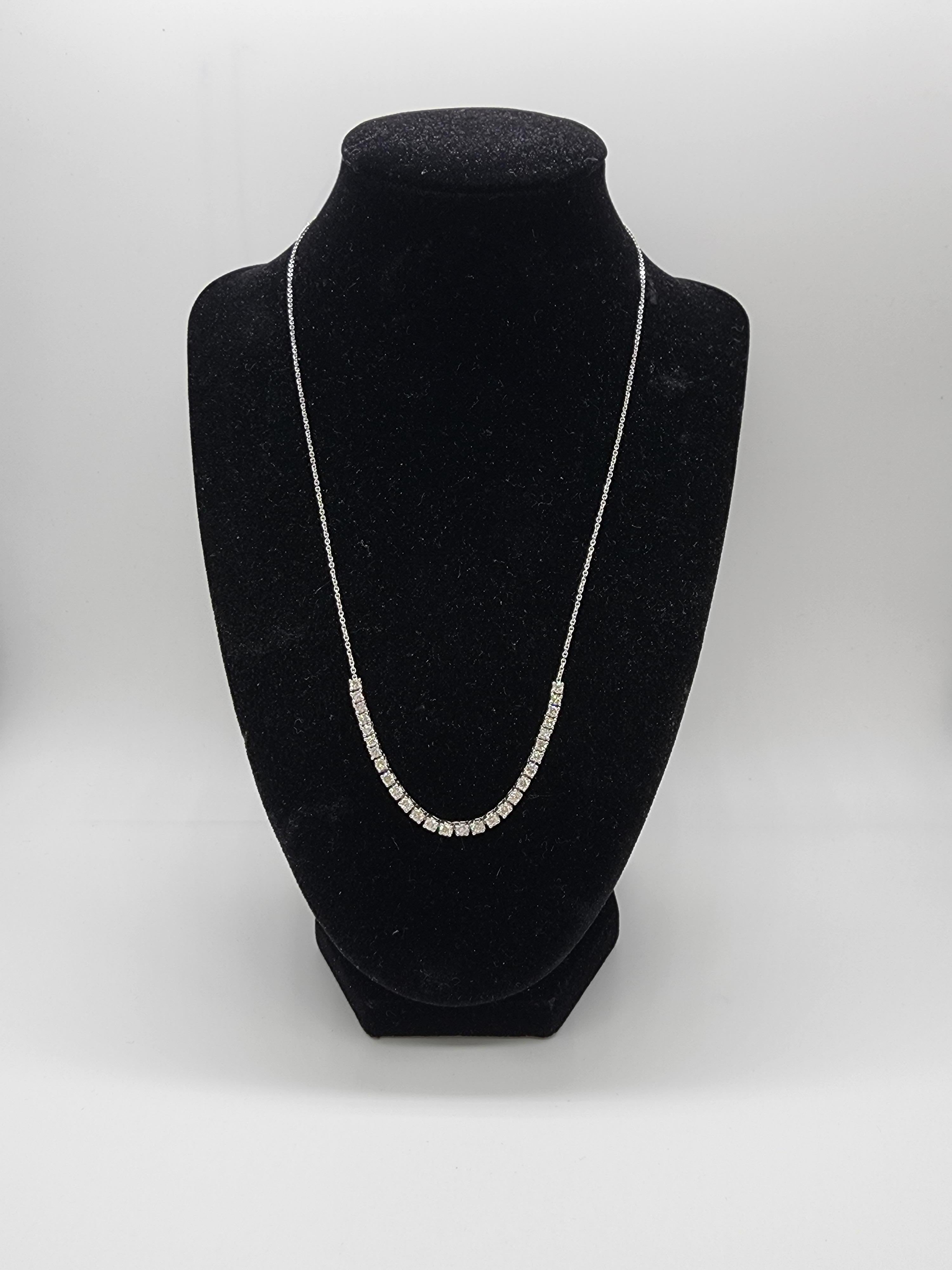 2.25 Cttw Diamond Tennis Necklace 14 Karat White Gold. Diamond link 3.25 inch,  
Length 18 inch, adjustable to 16 inch with the extra loop. Average Color I, Clarity SI. natural diamonds. 