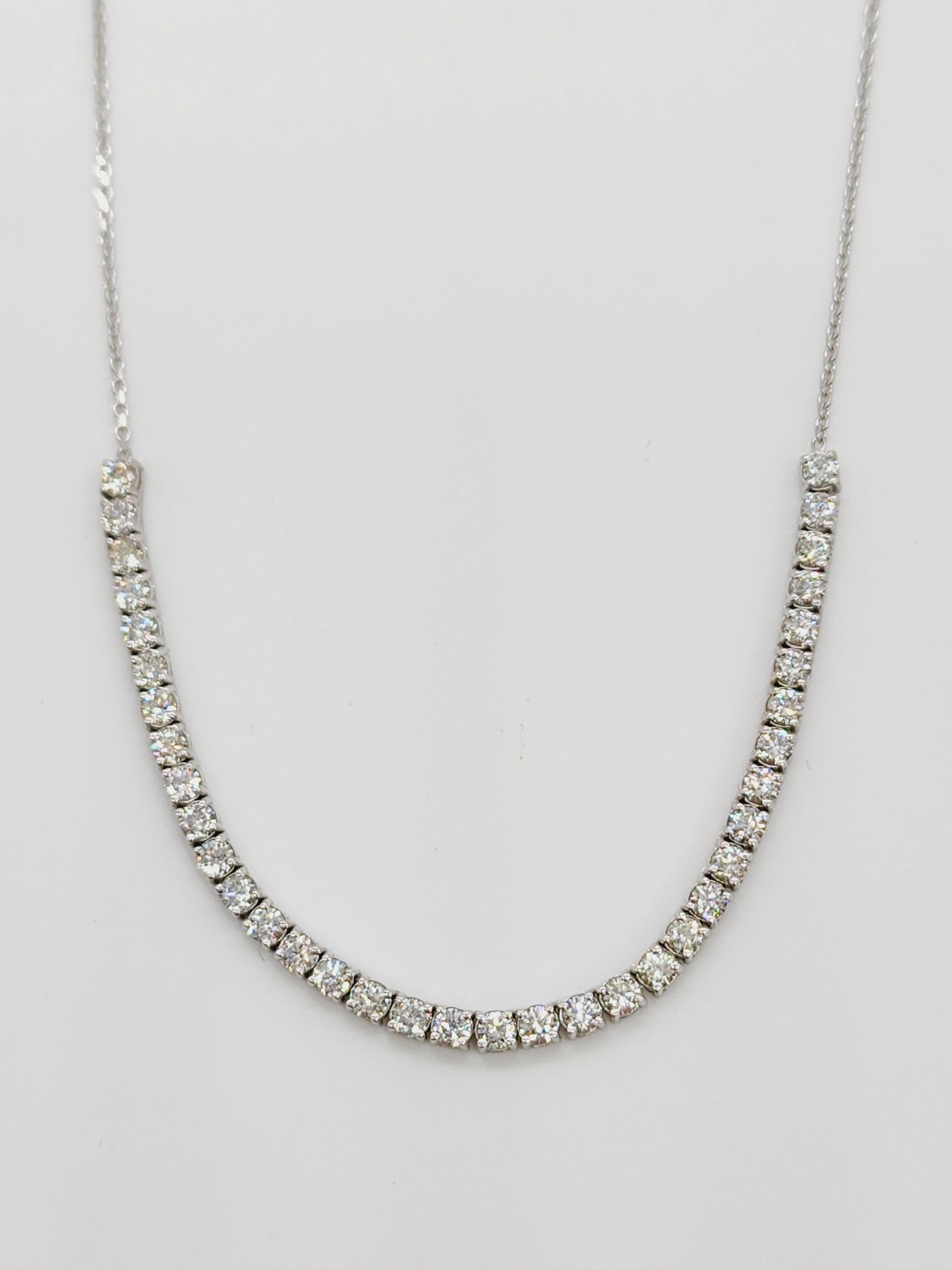 2.25 Carats Diamond Tennis Necklace 14 Karat White Gold In New Condition In Great Neck, NY