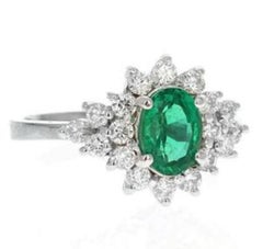 2.25 Carat Natural Emerald and Diamond 14 Karat Solid White Gold Ring