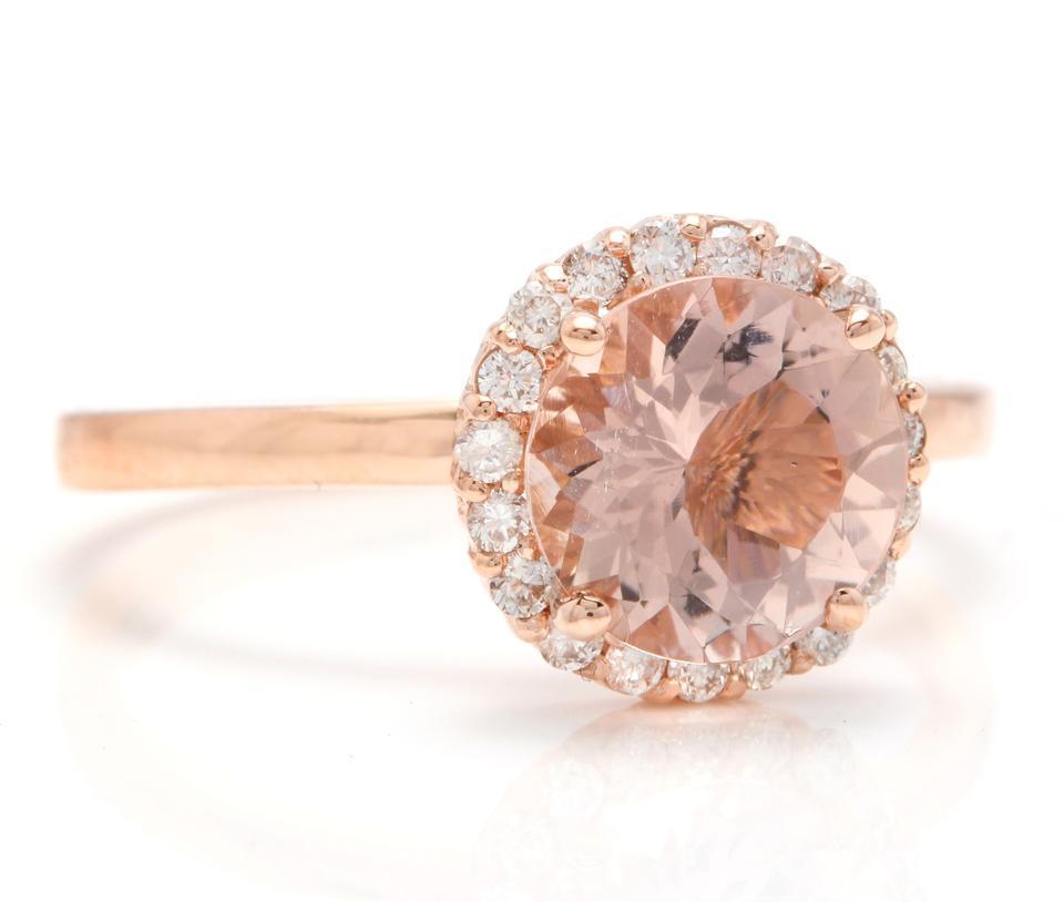 2.25 Carats Natural Morganite and Diamond 14K Solid Rose Gold Ring

Total Natural Cushion Morganite Weights: Approx. 2.00 Carats

Morganite Measures: Approx. 8.00mm

Natural Round Diamonds Weight: Approx. 0.25 Carats (color G-H / Clarity