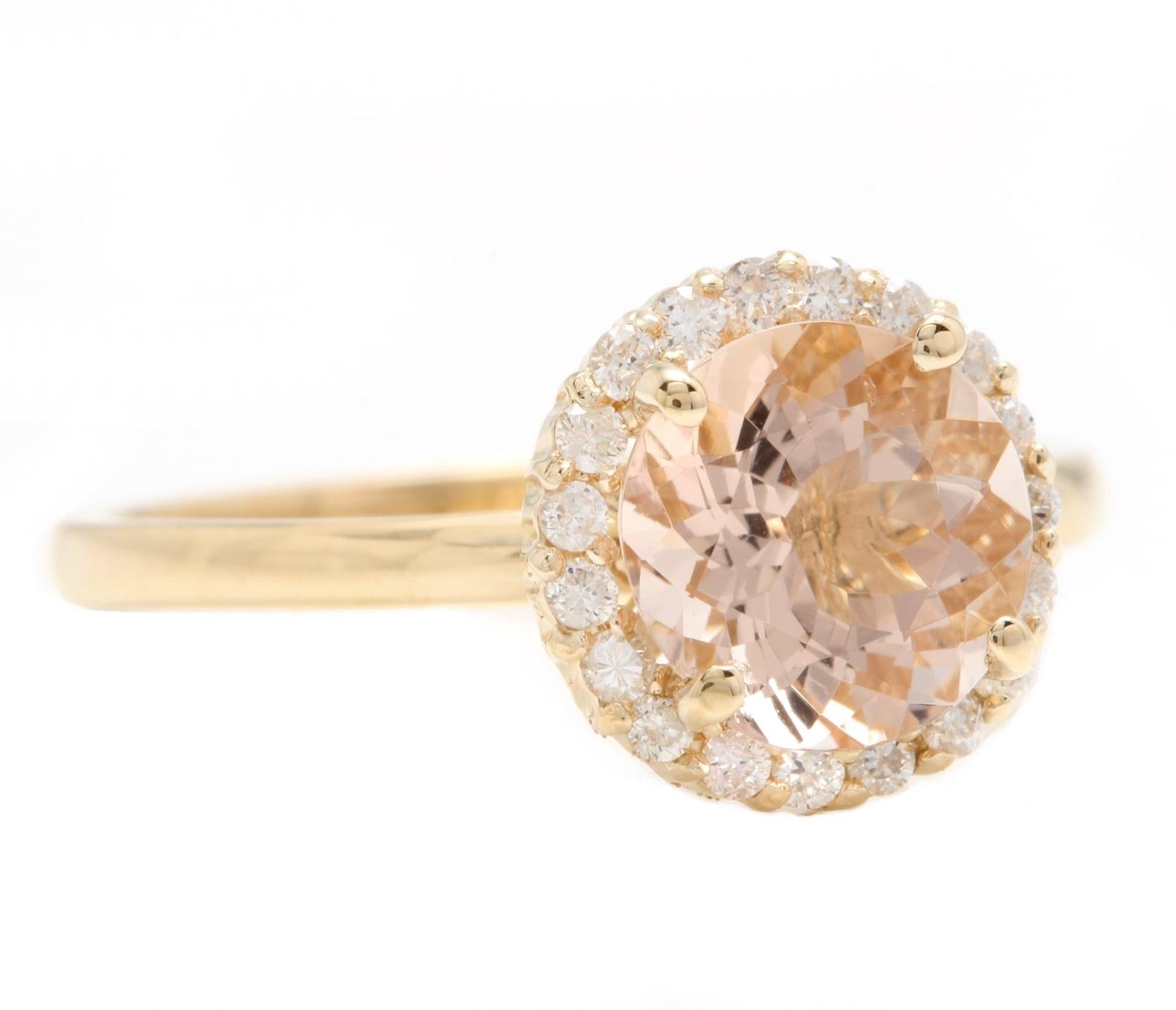2.25 Carats Natural Morganite and Diamond 14K Solid Yellow Gold Ring

Suggested Replacement Value:  $1,900.00

Total Natural Cushion Morganite Weights: Approx.  2.00 Carats 

Morganite Measures: Approx. 8.00mm

Natural Round Diamonds Weight: Approx.