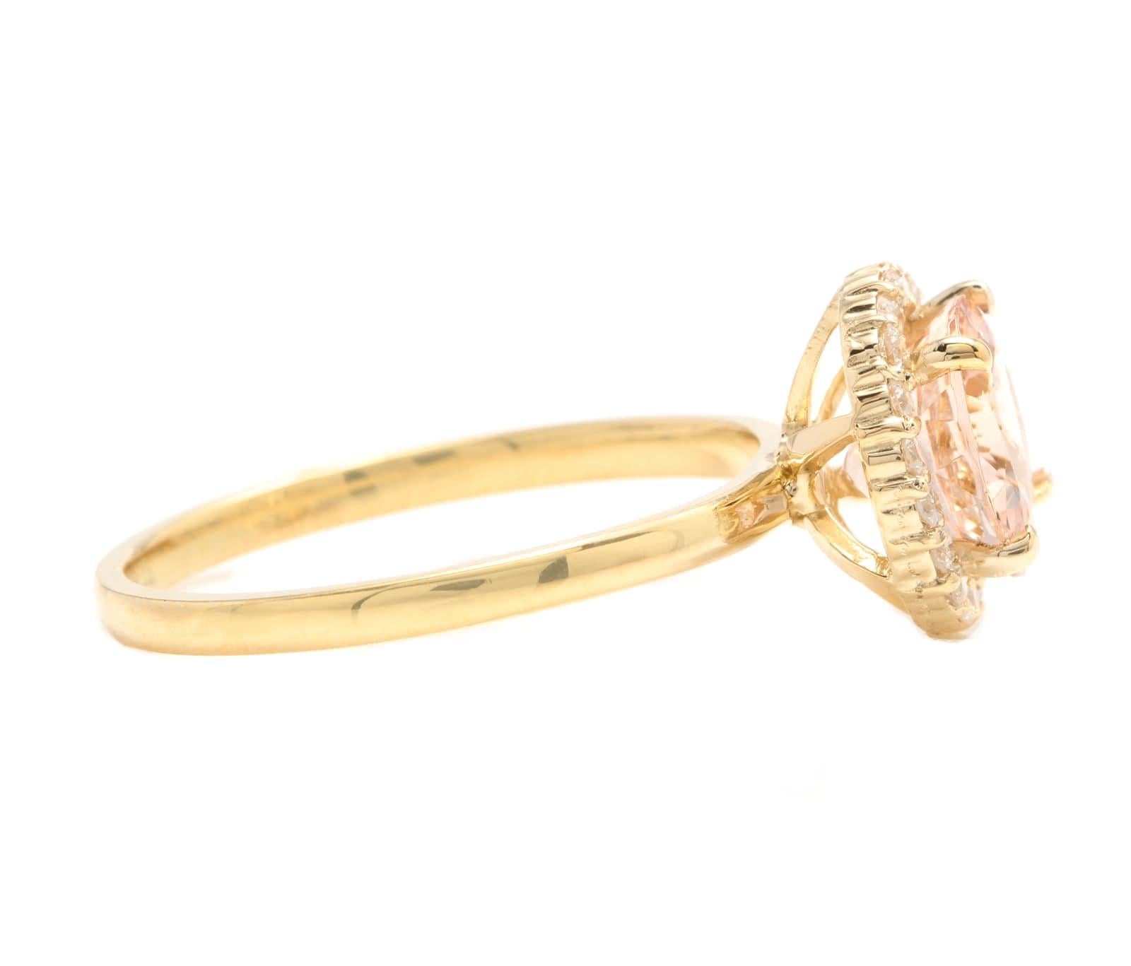 Taille mixte Bague en or jaune massif 14 carats avec Morganite naturelle de 2,25 carats et diamants en vente
