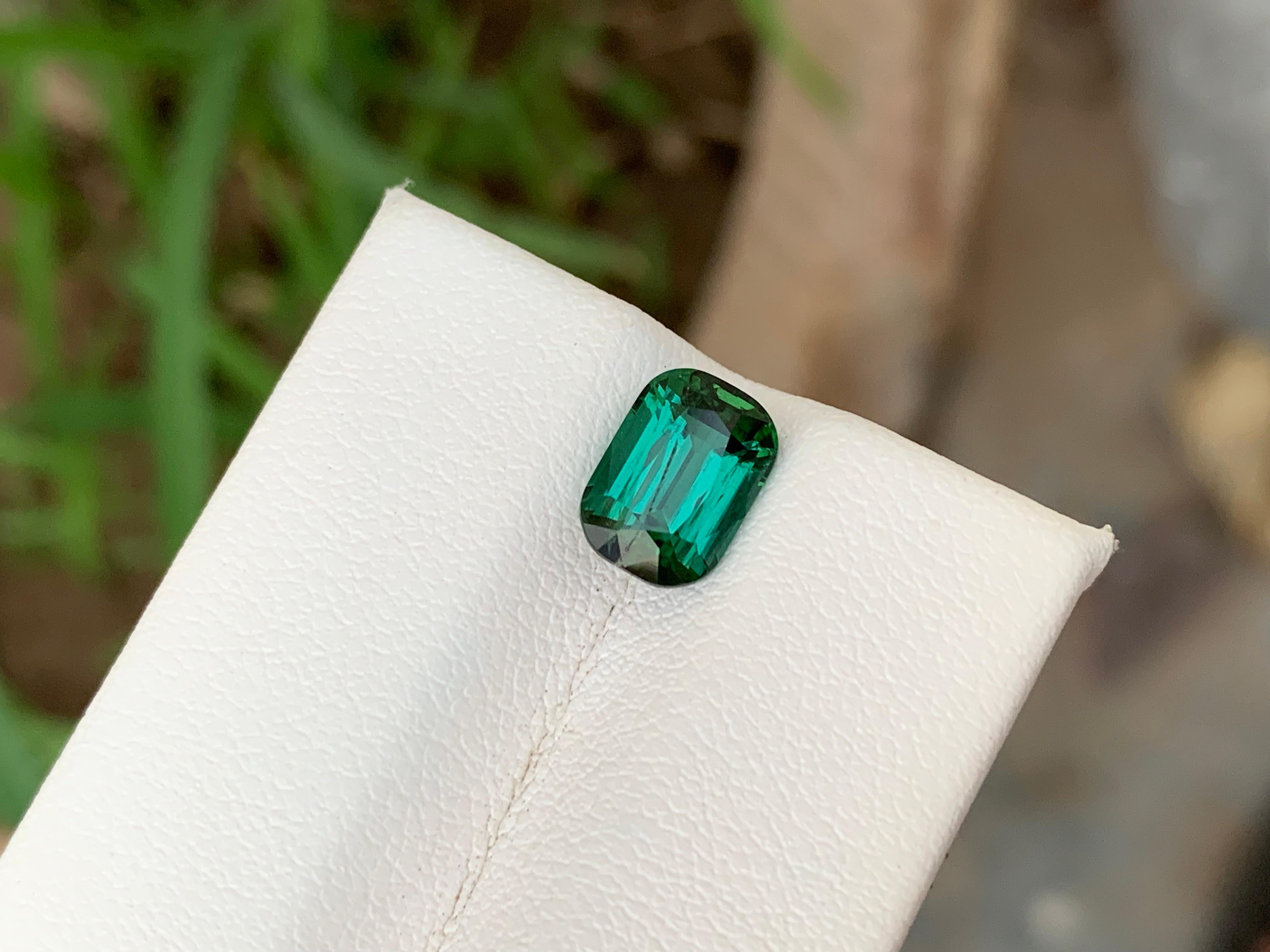 Cushion Cut 2.25 Carats SI Clarity Natural Loose Green Tourmaline With Lagoon Shade