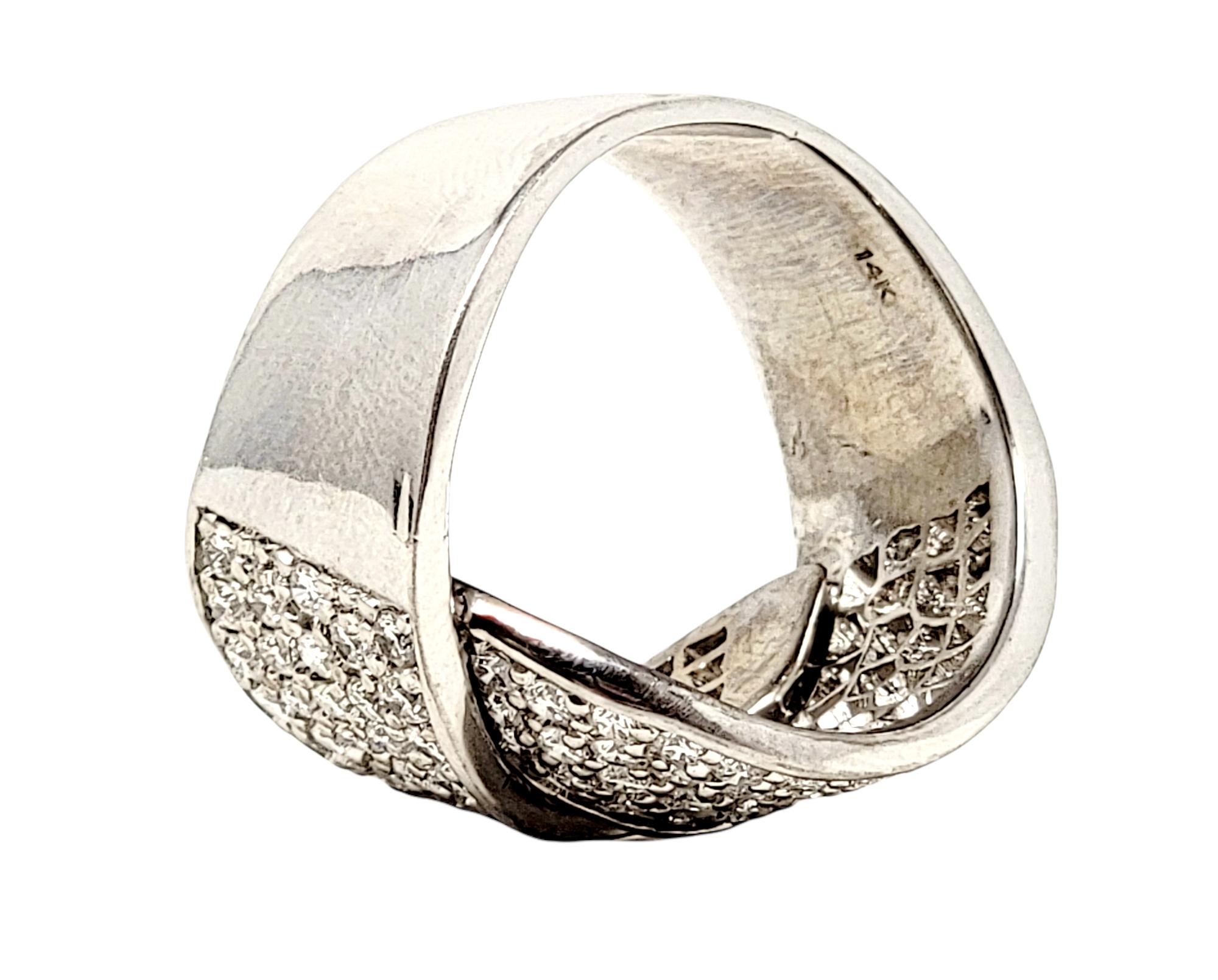 2.25 Carats Total Pave Diamond Wide Wrap Cocktail Ring in White Gold D-F / VS For Sale 2