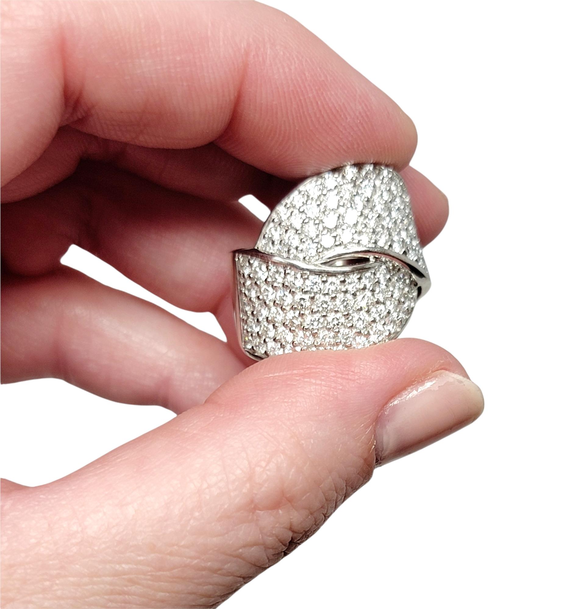2.25 Carats Total Pave Diamond Wide Wrap Cocktail Ring in White Gold D-F / VS For Sale 4