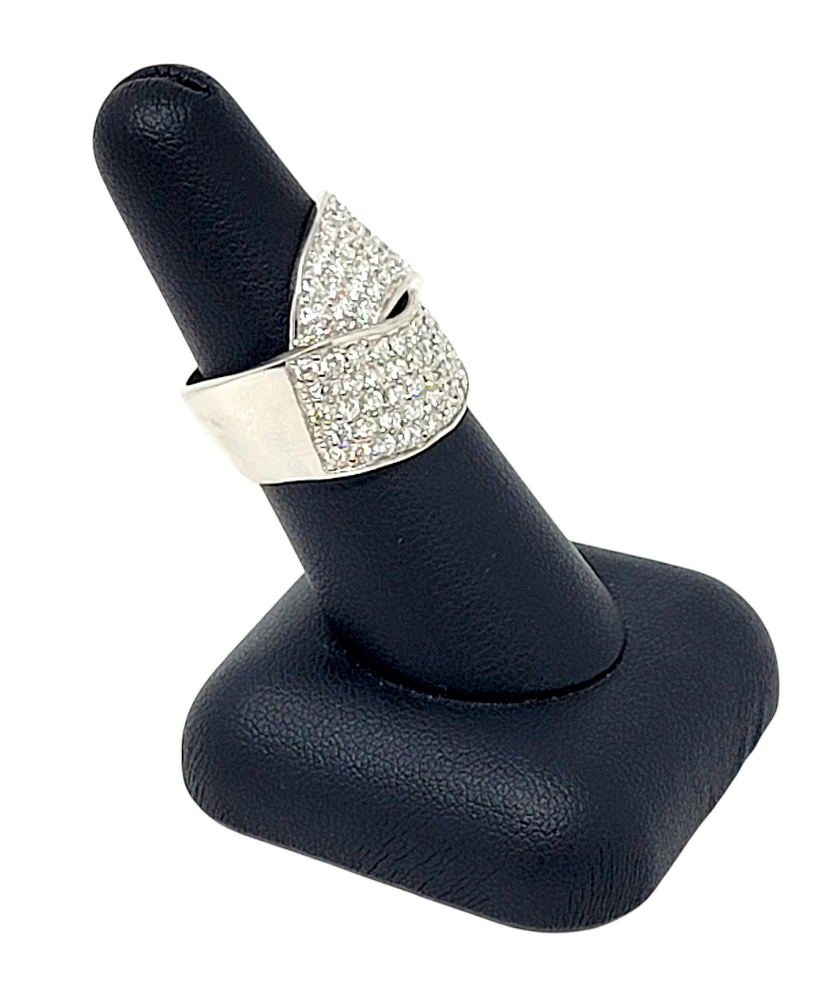 2.25 Carats Total Pave Diamond Wide Wrap Cocktail Ring in White Gold D-F / VS In Good Condition For Sale In Scottsdale, AZ