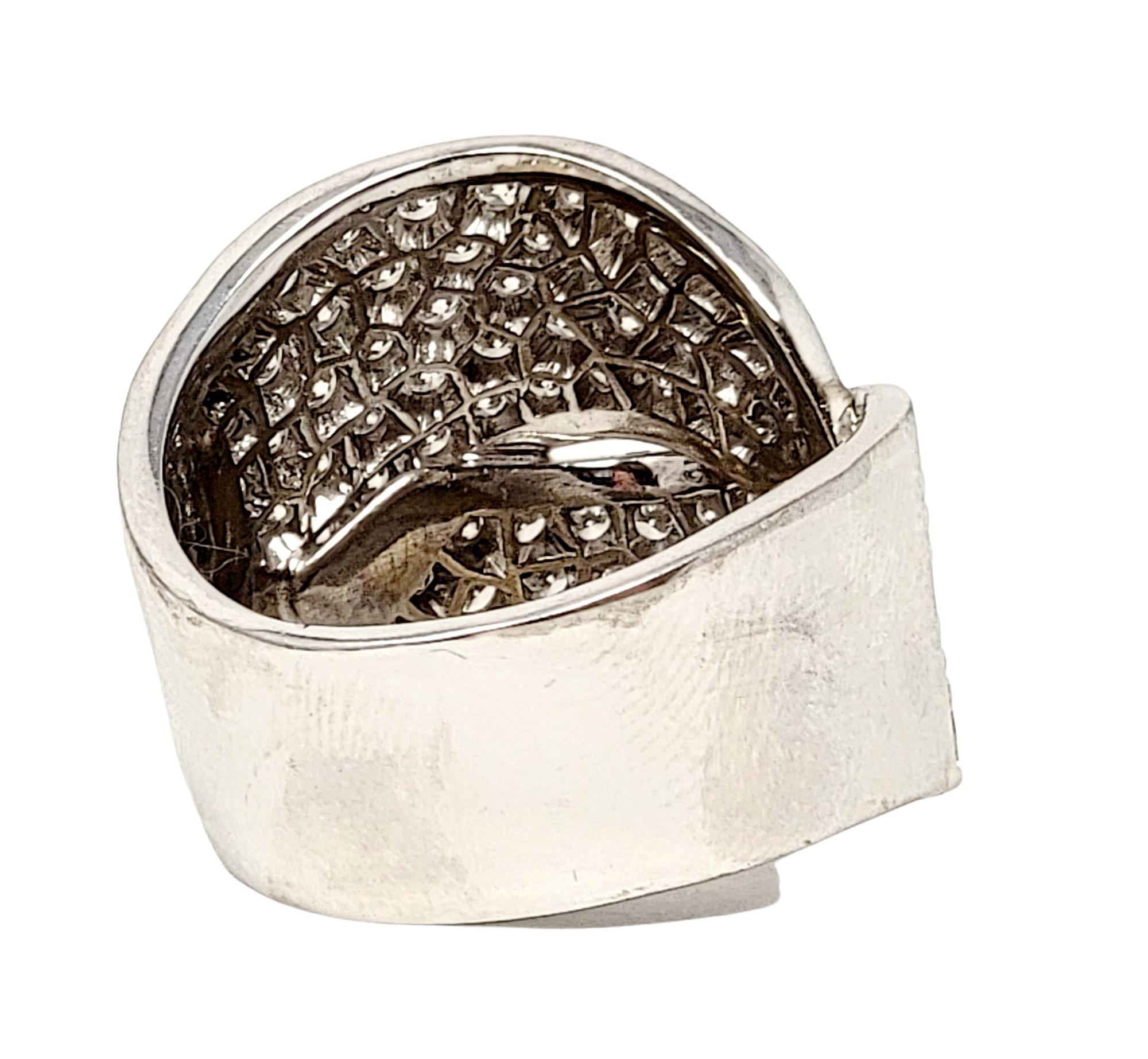 Women's 2.25 Carats Total Pave Diamond Wide Wrap Cocktail Ring in White Gold D-F / VS For Sale