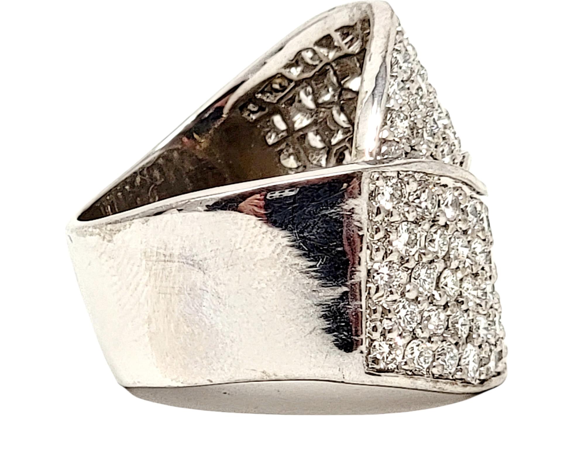 2.25 Carats Total Pave Diamond Wide Wrap Cocktail Ring in White Gold D-F / VS For Sale 1