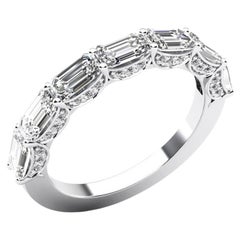 2,25 ct. Halb-Eternity-Ring mit Smaragdschliff und Pavé F-G Farbe VS1 Reinheit 18k Gold