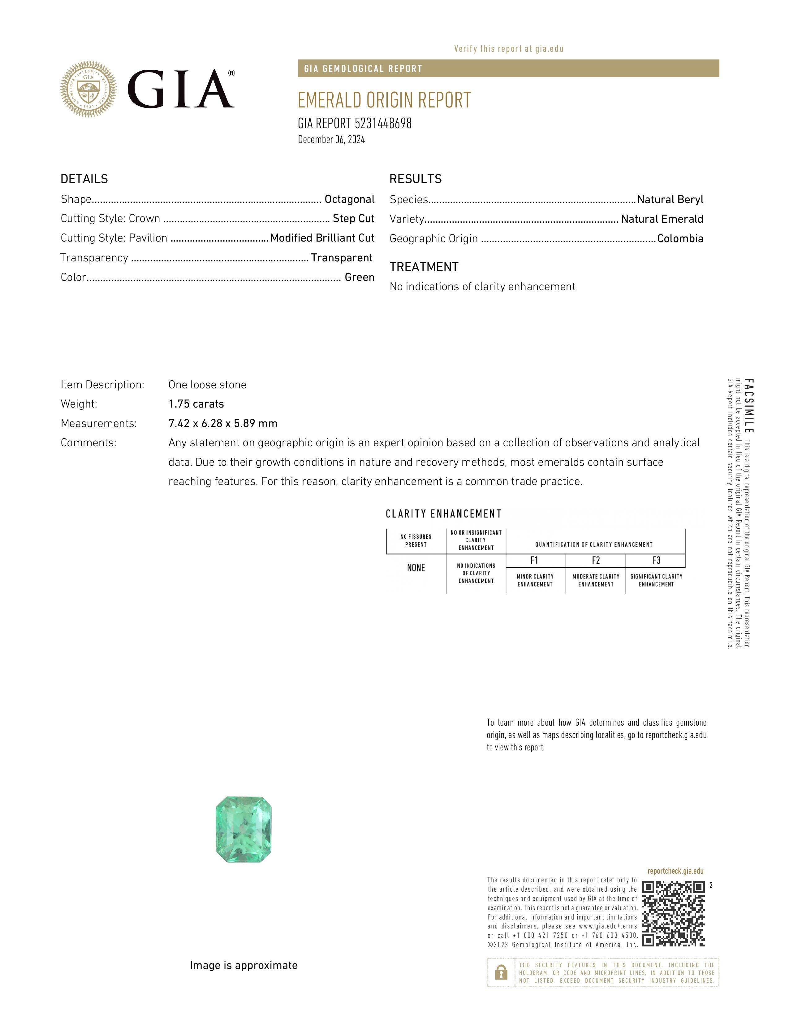 2.25 ct GIA Certified Colombian Emerald & Diamond Ring For Sale 1
