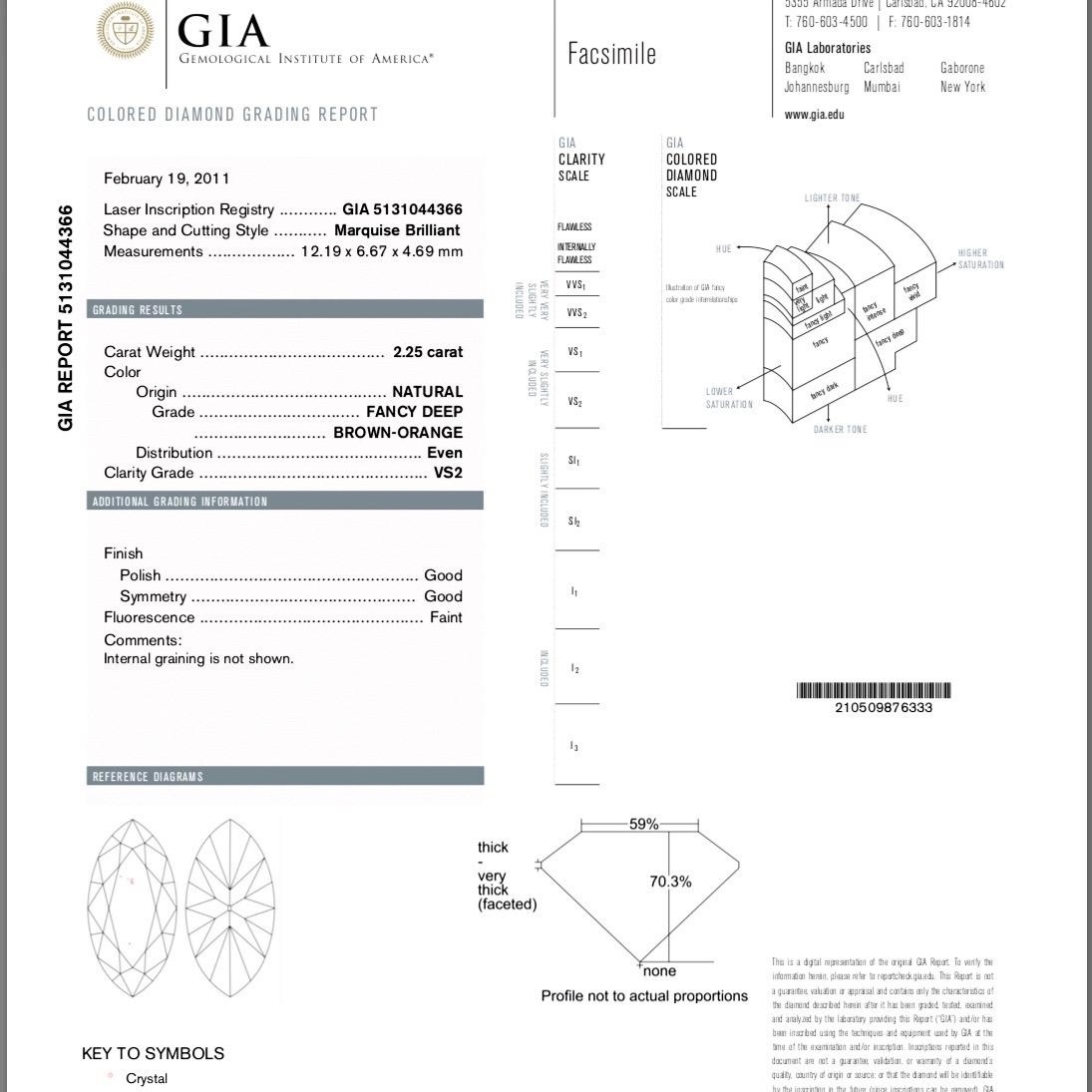 2.25 Carat GIA Certified Fancy Orange Brown Diamond Unheated Burmese Spinel Ring 10