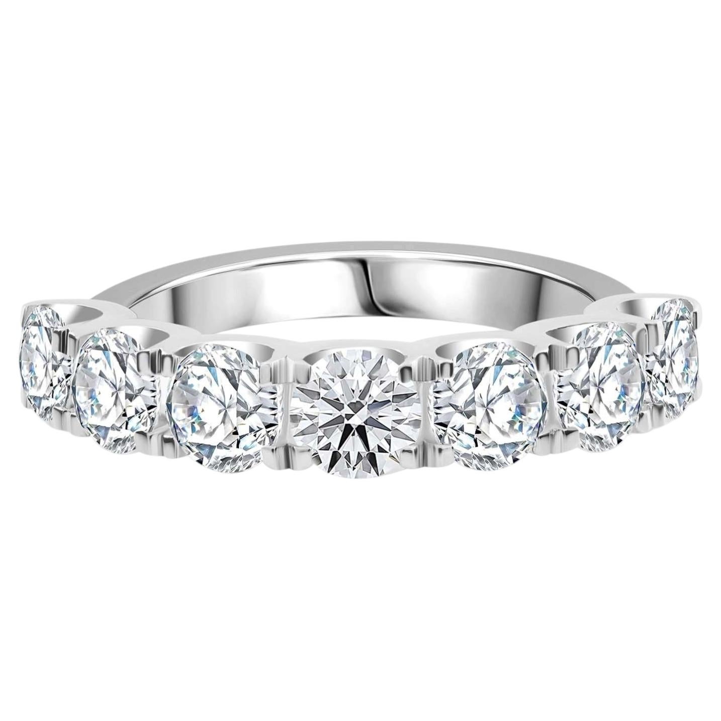 2.25 Ct Natural Diamond Eternity Band Ring 18K White Gold Wedding Jewelry