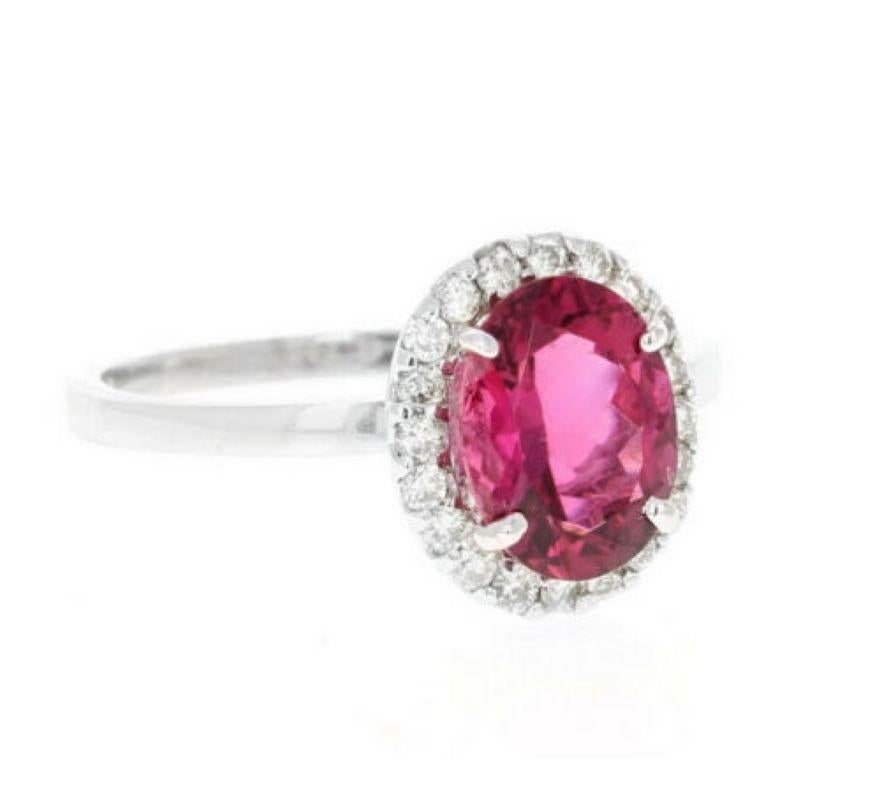 2.bague en or blanc massif 14K avec tourmaline et diamant de 25 carats de très belle qualité naturelle

Le poids total de la tourmaline naturelle de taille ovale est de : Environ 2.00 Carats

Mesures de la tourmaline : Environ 10.00 x