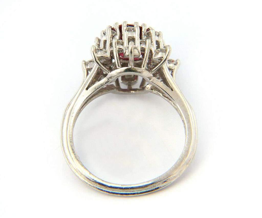 2.25 CT Ruby and 1.00 CTW Diamond Halo Starburst Frame Ring in 18kt White Gold For Sale 1