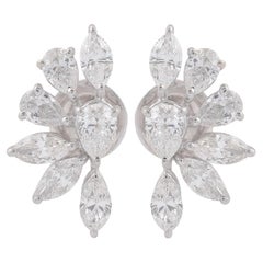 2,25 Ct SI/H Orecchini a grappolo con diamanti marquise e pera in oro bianco 14 carati