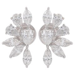 2.25 Ct SI/HI Poire Marquise Boucles d'oreilles en or blanc 18 carats massif bijoux