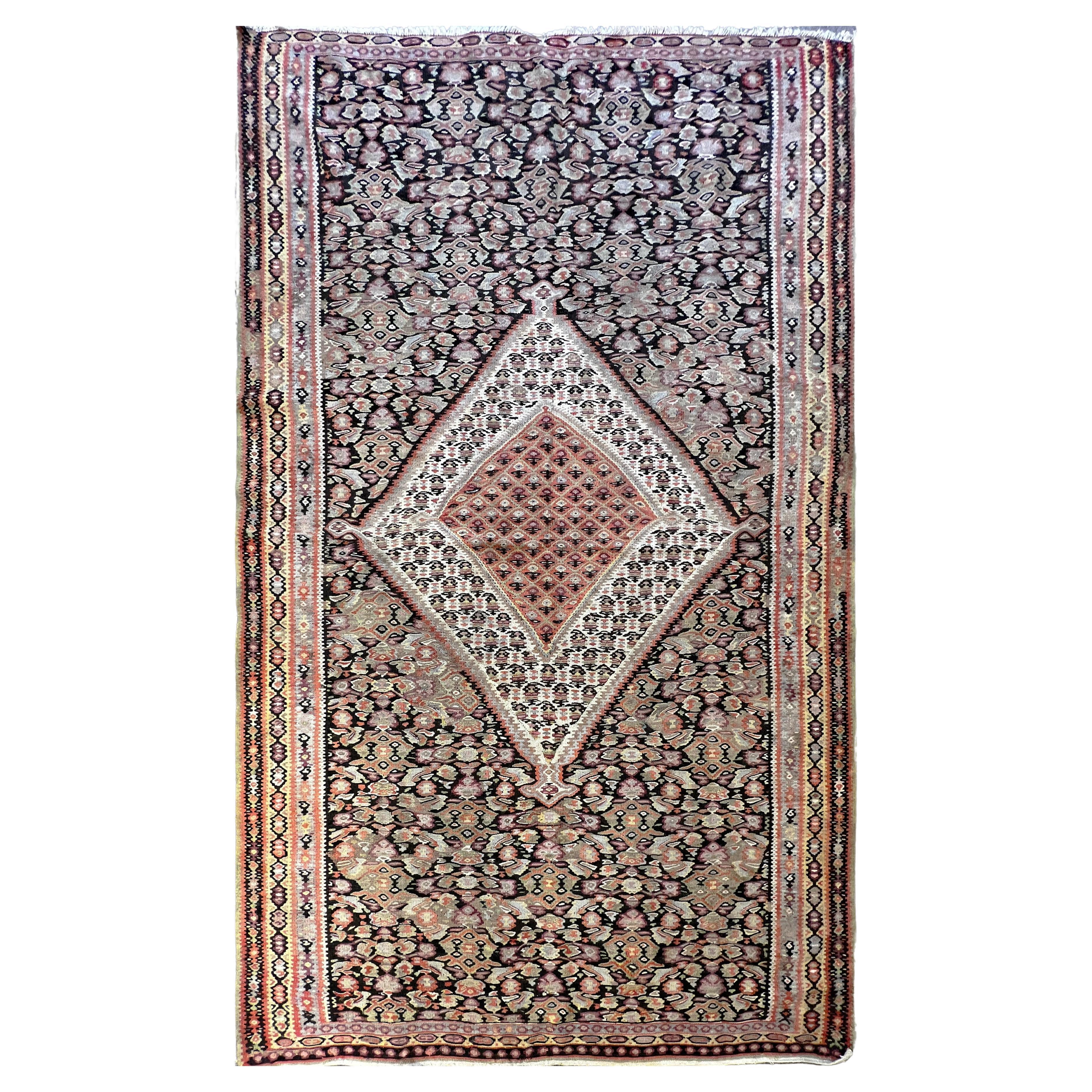 Ancien Kilim Senneh raffiné 225 - 19ème siècle