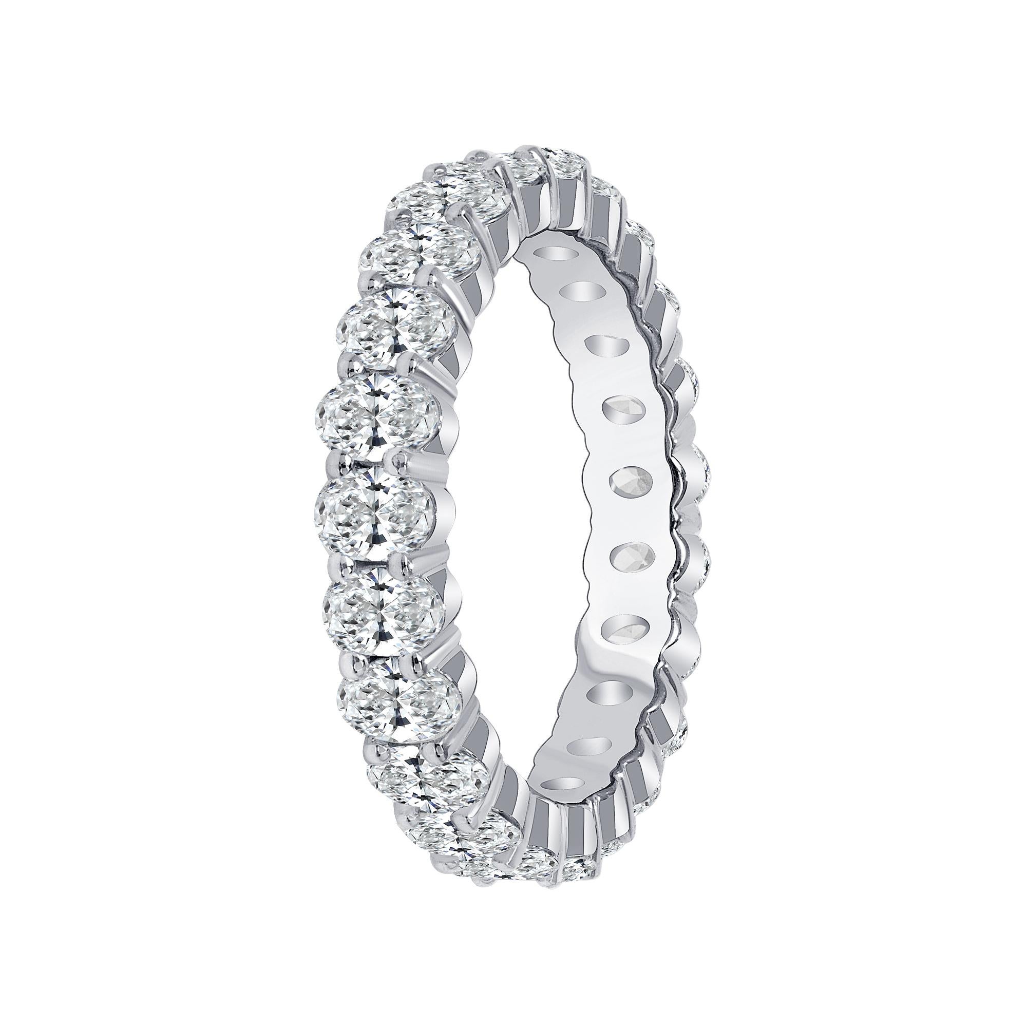 For Sale:  2.25 TCW Oval Cut Diamond Eternity Band Shared Prong,  H, SI1 2