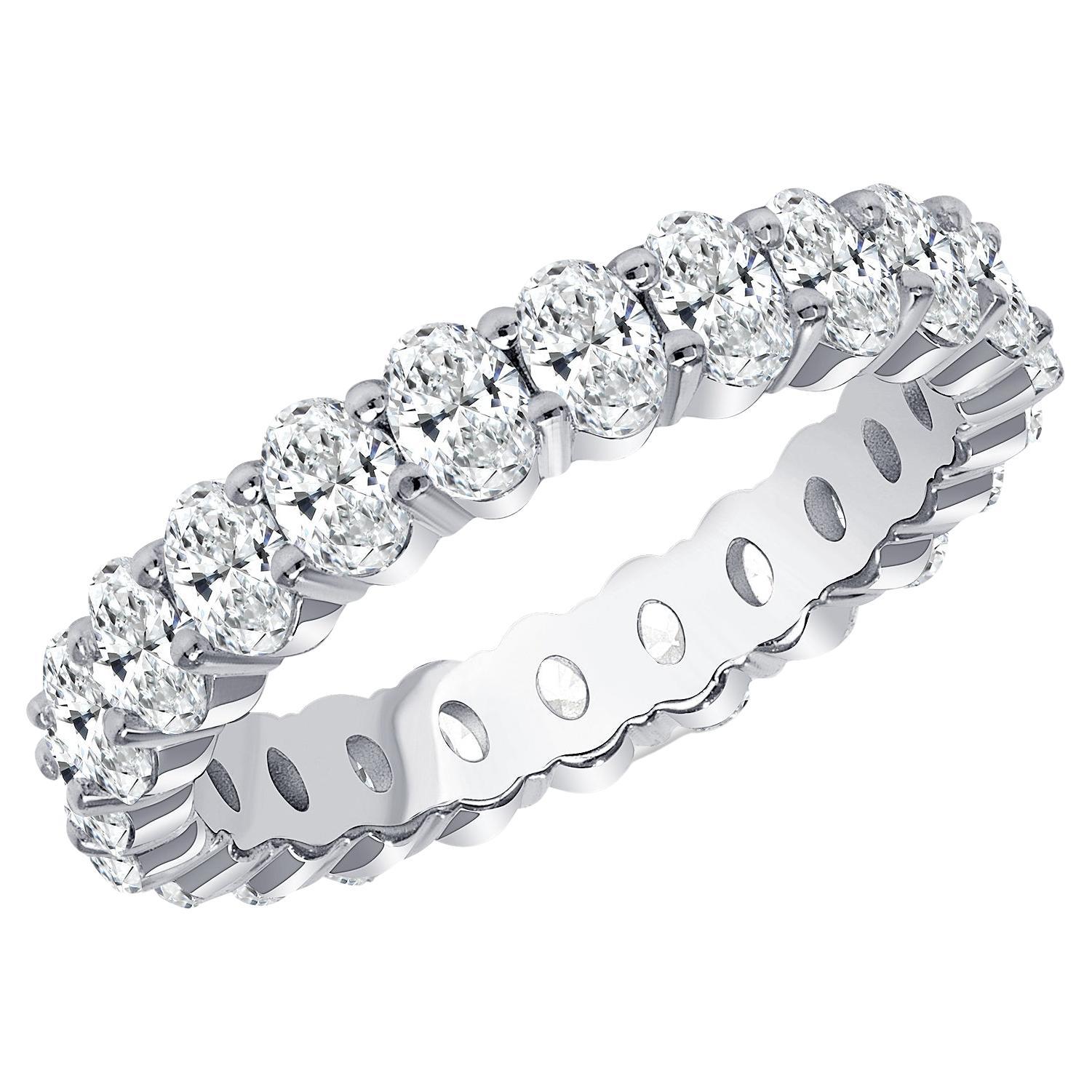 For Sale:  2.25 TCW Oval Cut Diamond Eternity Band Shared Prong,  H, SI1