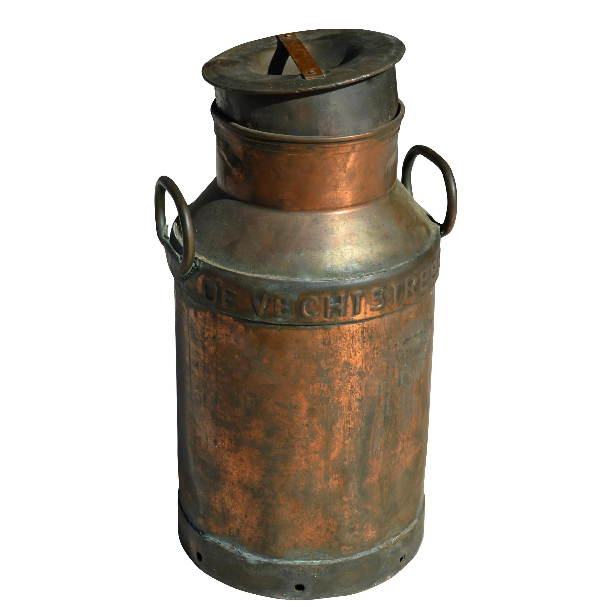 Rustic Vintage 1959 Brass Container from the Netherlands For Sale