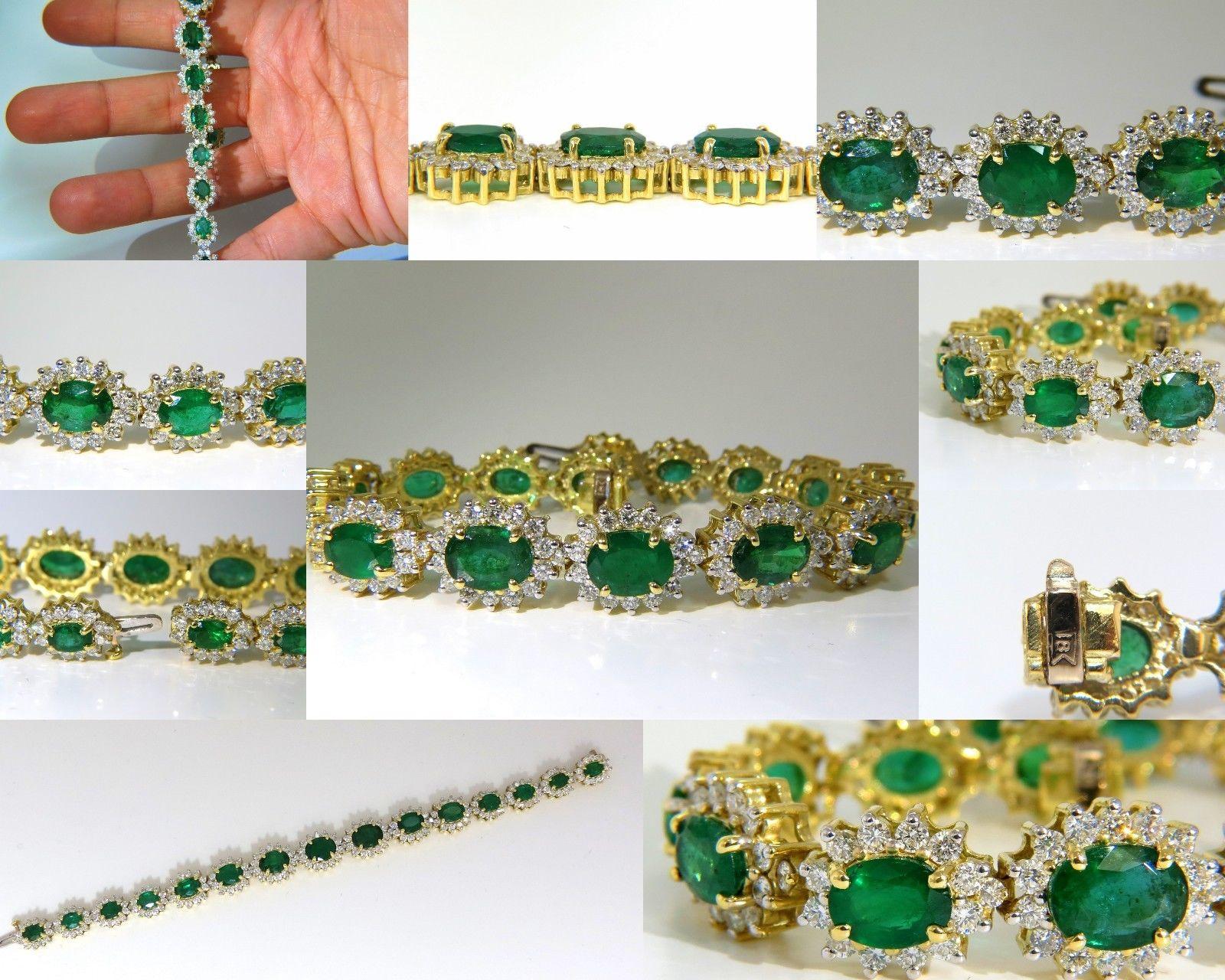 22,50 Karat Natürliche Smaragde Diamanten Armband 18 Karat G/VS Zambian Vivid (Rundschliff) im Angebot