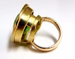 22.50 Carat Natural Green Peridot Diamond Demantoid Ring 14 Karat