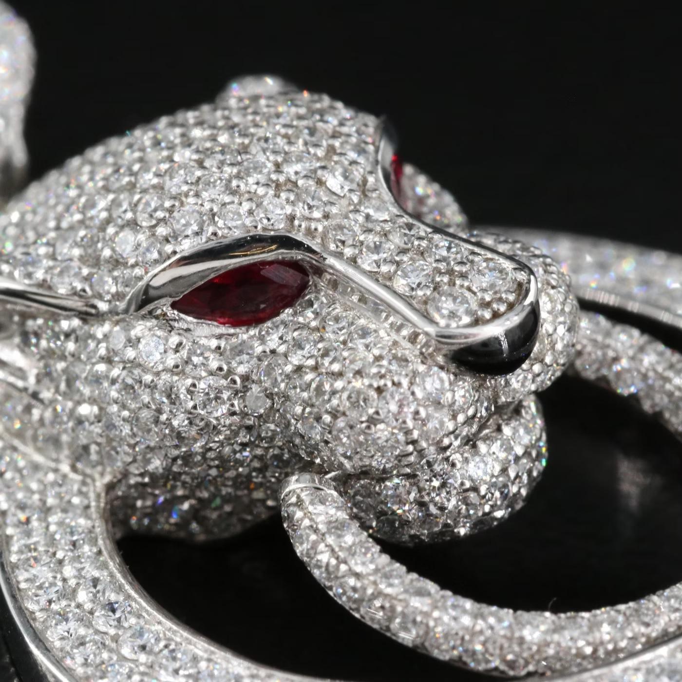 Women's or Men's $22500 / NEW / Massive PLATINUM Panther Panthere 4.55 CWT Diamond & Ruby