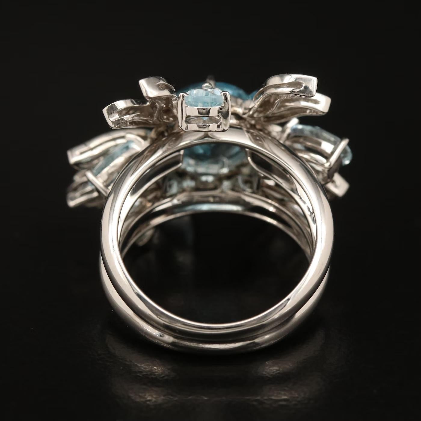 Women's $22500 / Ruth Grieco for Denoir / 18K Sky Blue Topaz & Diamond Articulated Ring For Sale