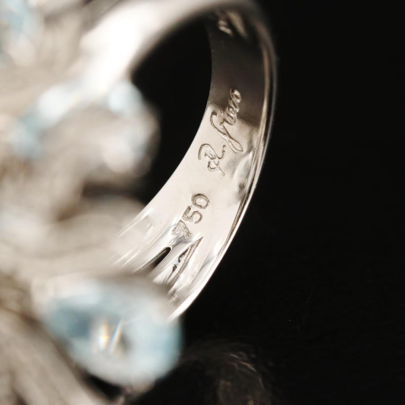 $22500 / Ruth Grieco for Denoir / 18K Sky Blue Topaz & Diamond Articulated Ring For Sale 2