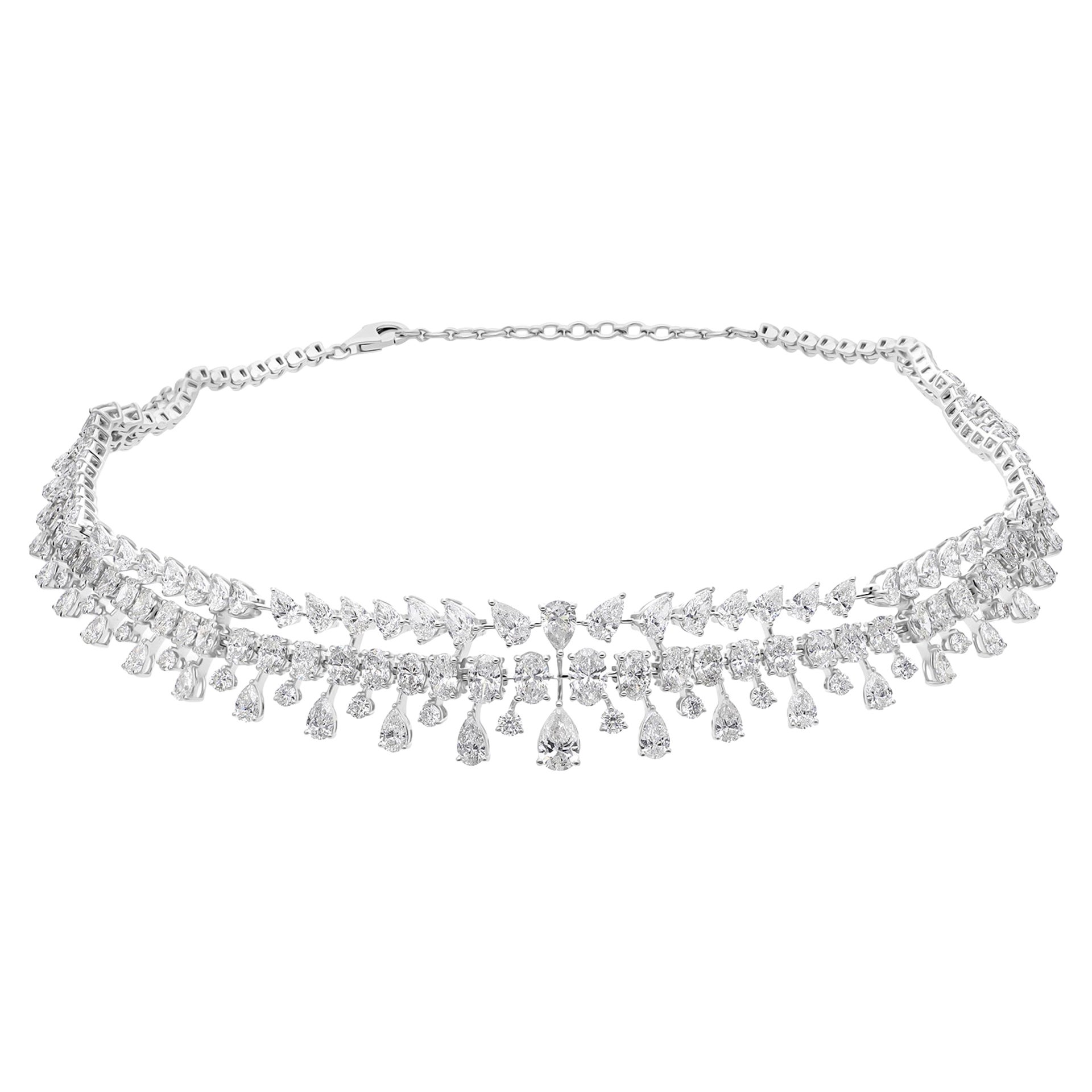 Gargantilla de diamantes SI/H de 22,53 qt Collar de boda de oro blanco de 14 quilates