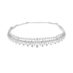 22.53Ct Luxury Diamond Round Choker 18k White Gold Statement Necklace for Women