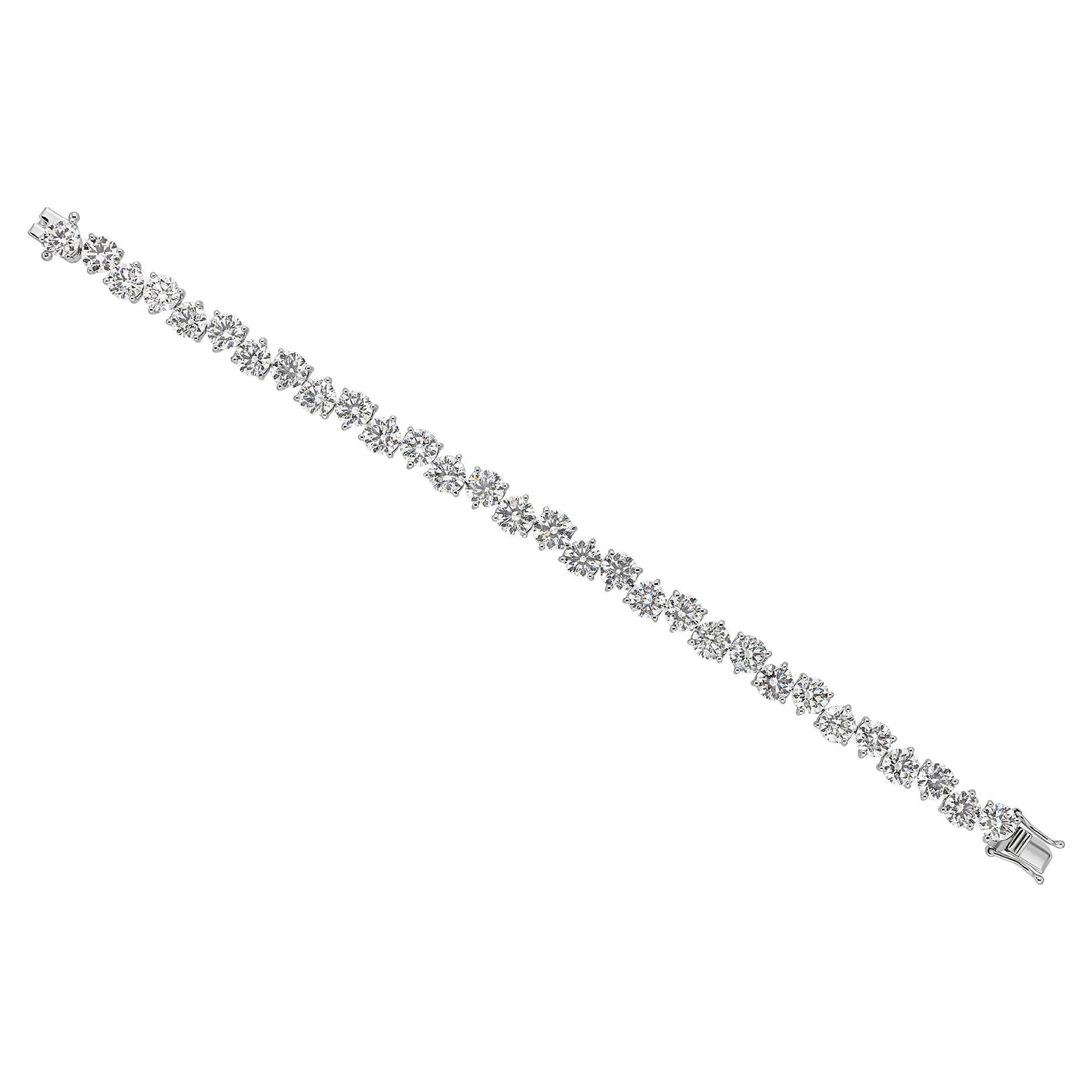 22,53 ct SI/H Diamantes talla brillante redonda Pulsera de tenis Oro blanco 14 quilates en venta