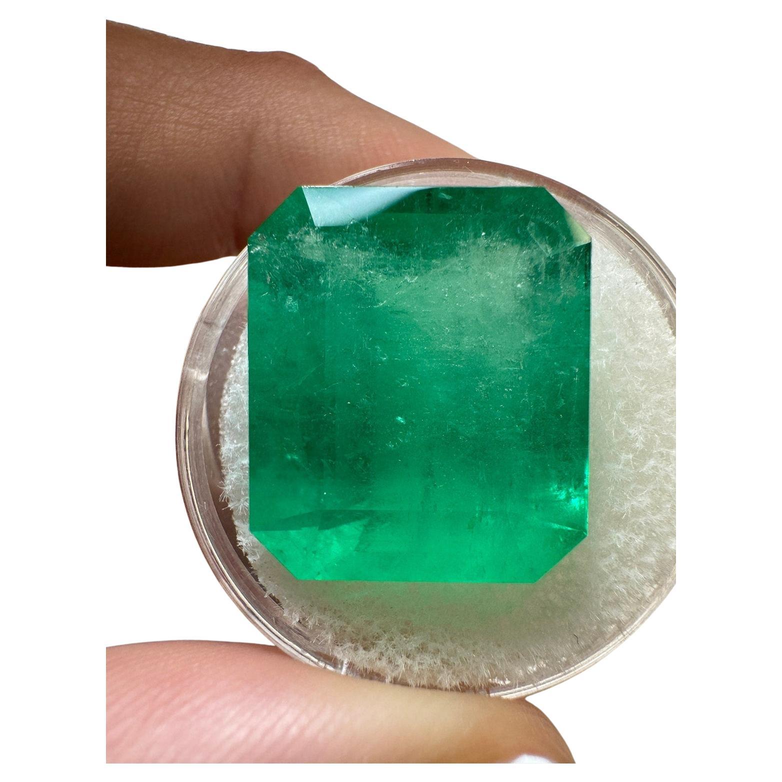 22.54 Carat 19x16.5 Huge Loose Colombian Emerald - Emerald Cut Muzo Green May