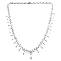 22.56 Carat Natural Diamond Graduated Fringe Necklace in 18K White Gold