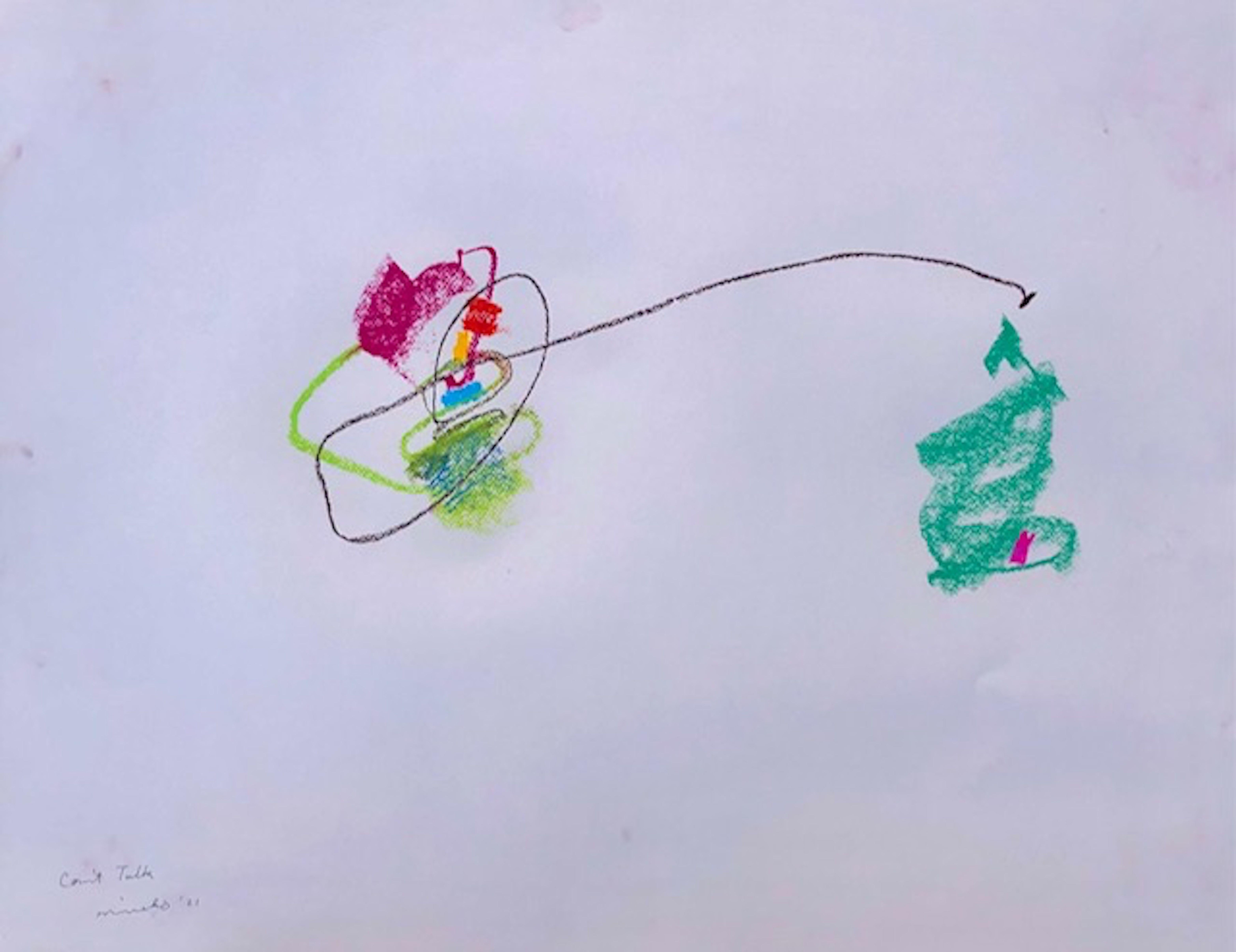 Can't Talk, Drawing, Pastels on Paper - Art by Mineko Yoshida