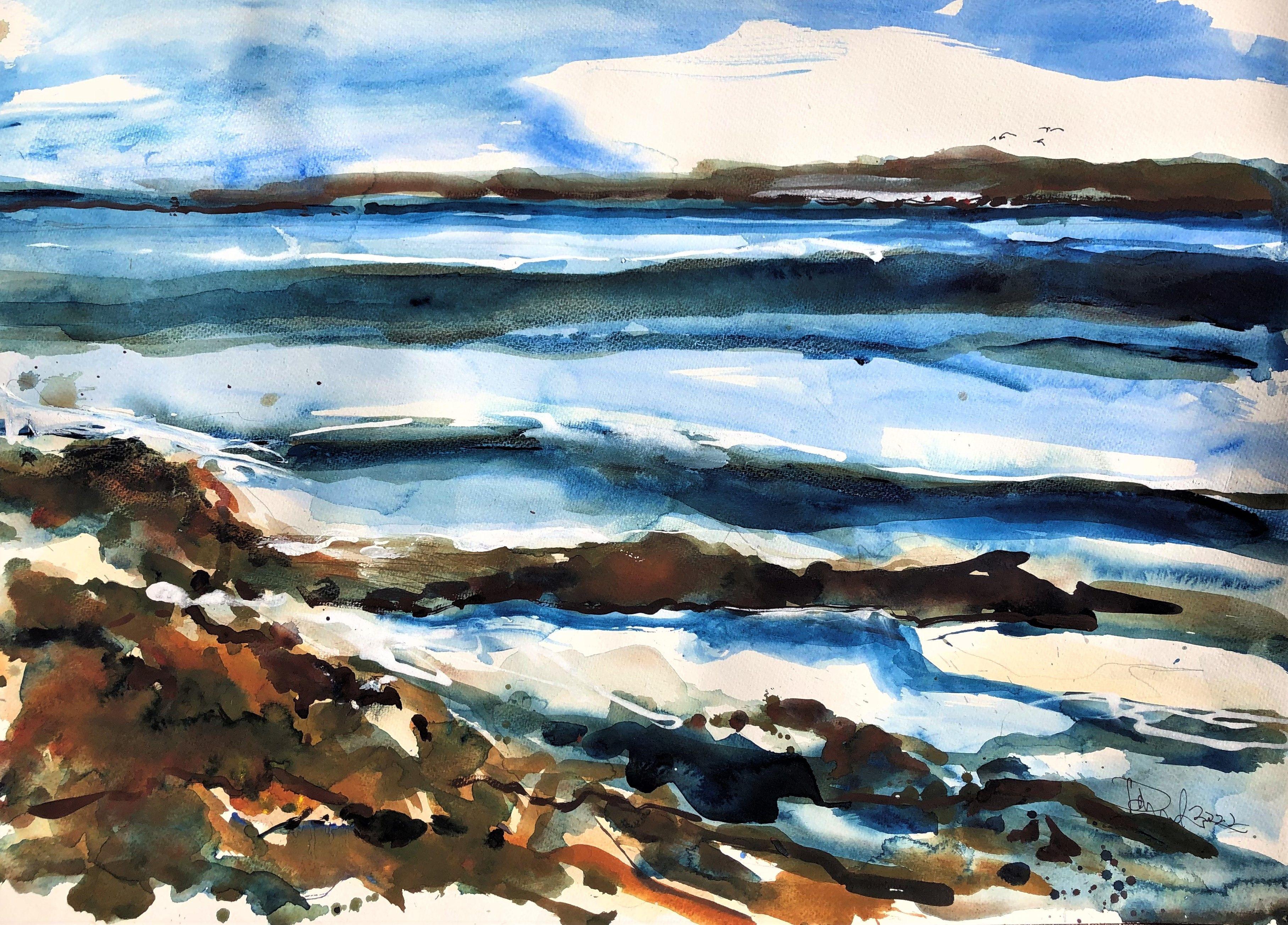 Coast of Main, Painting, Watercolor on Watercolor Paper - Art by Daniel Clarke