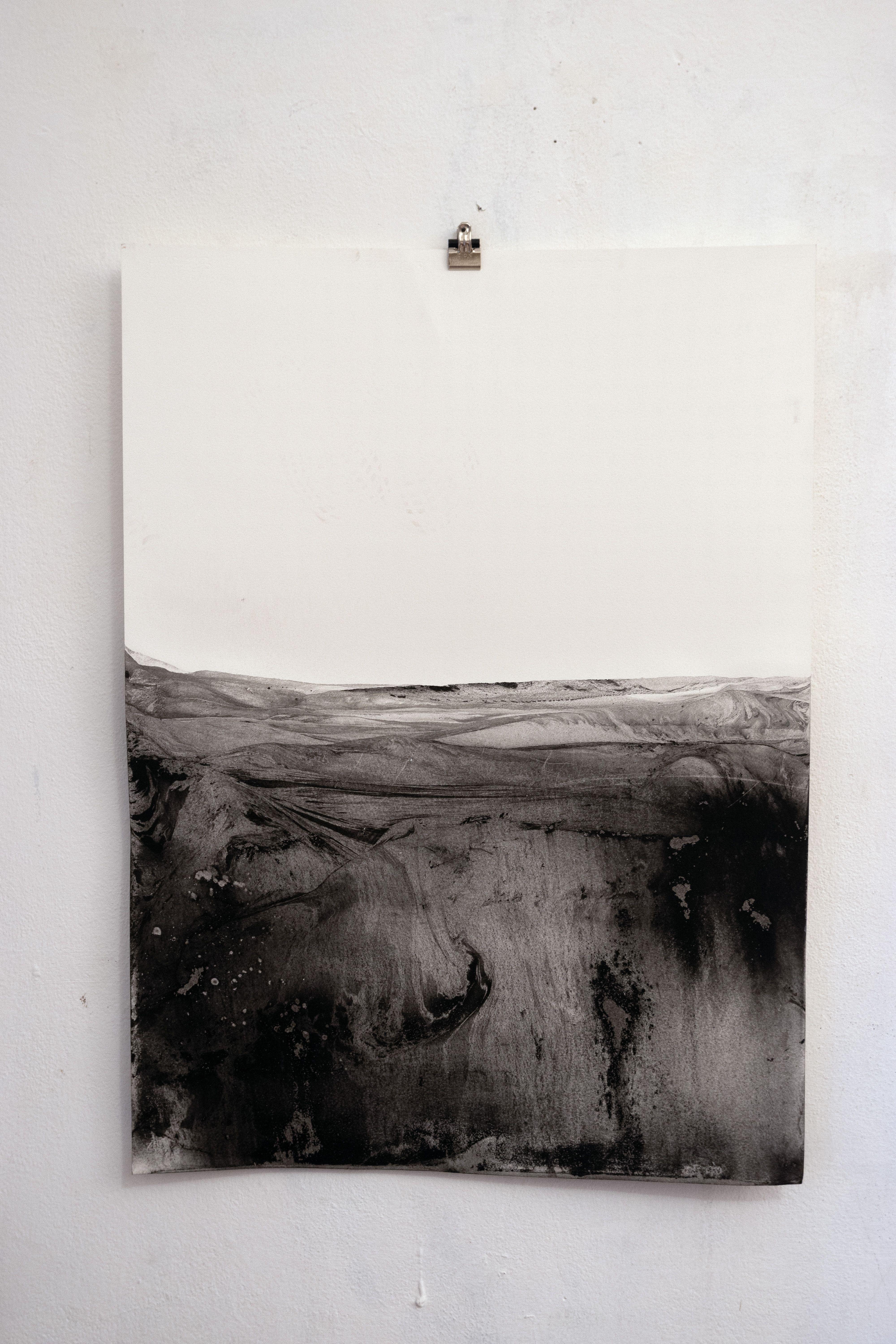 landscape, Drawing, Charcoal on Paper - Gray Abstract Drawing by Marilina Marchica