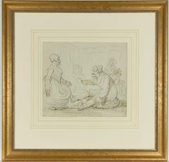 Attrib. to Henry William Bunbury (1750-1811) - Pen and Ink Drawing, Merrymaking