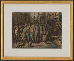 Harold Hope Read (1881-1959) - Signed & Framed 1923 Watercolour, Crowd in Street
